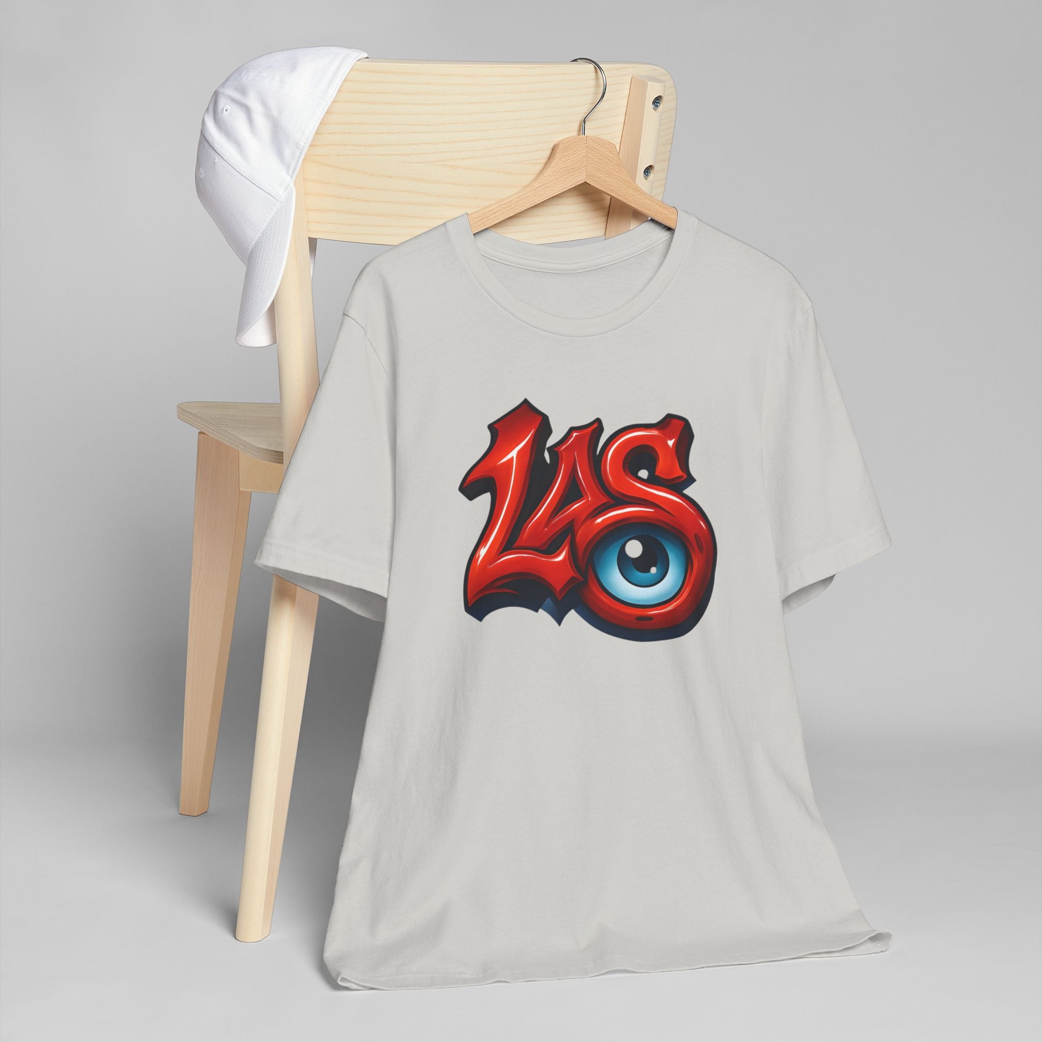 LAS Eyeball Graffiti T-Shirt | Street Art Logo, Red & Blue Graphic, JPE Ellington Edition