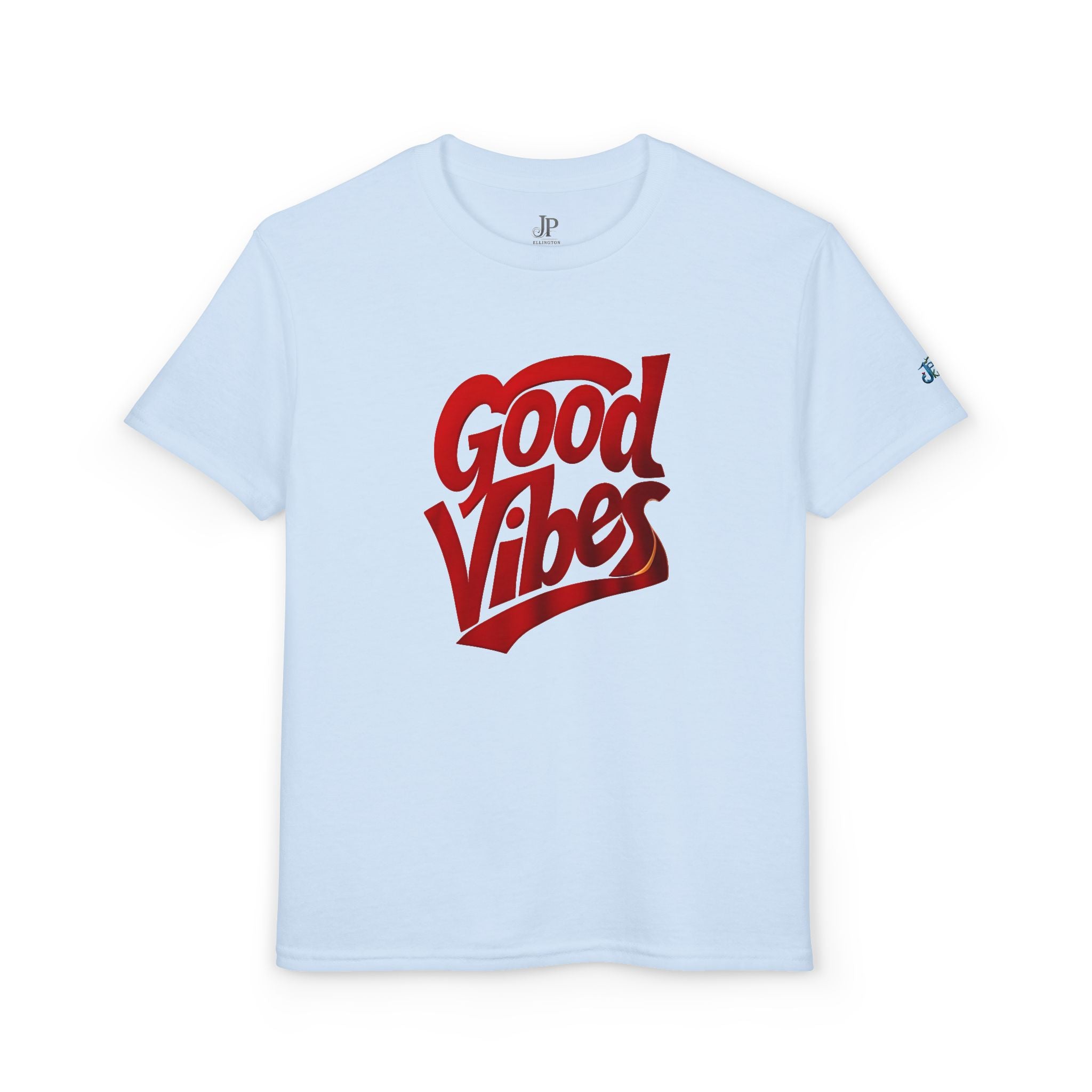 Good Vibes Grafik-Jugend-T-Shirt | rotes Skript-Logo, JPE Kids Edition