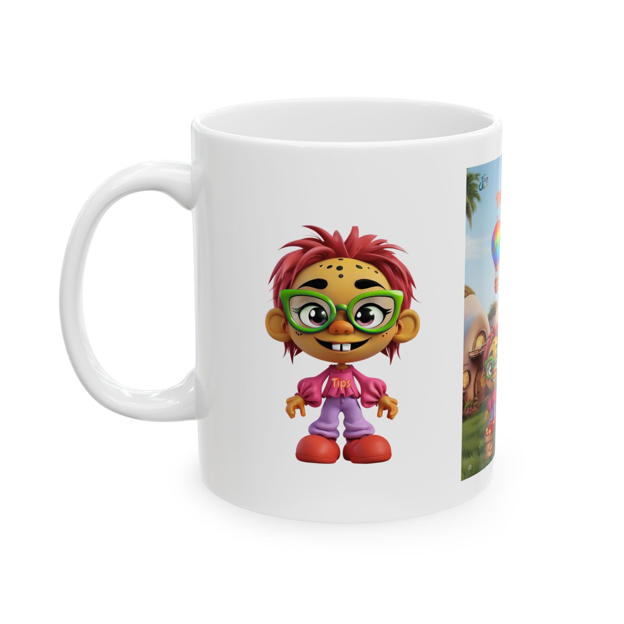 Cute Cartoon Trolls with Hot Air Balloon Mug | the martys mug