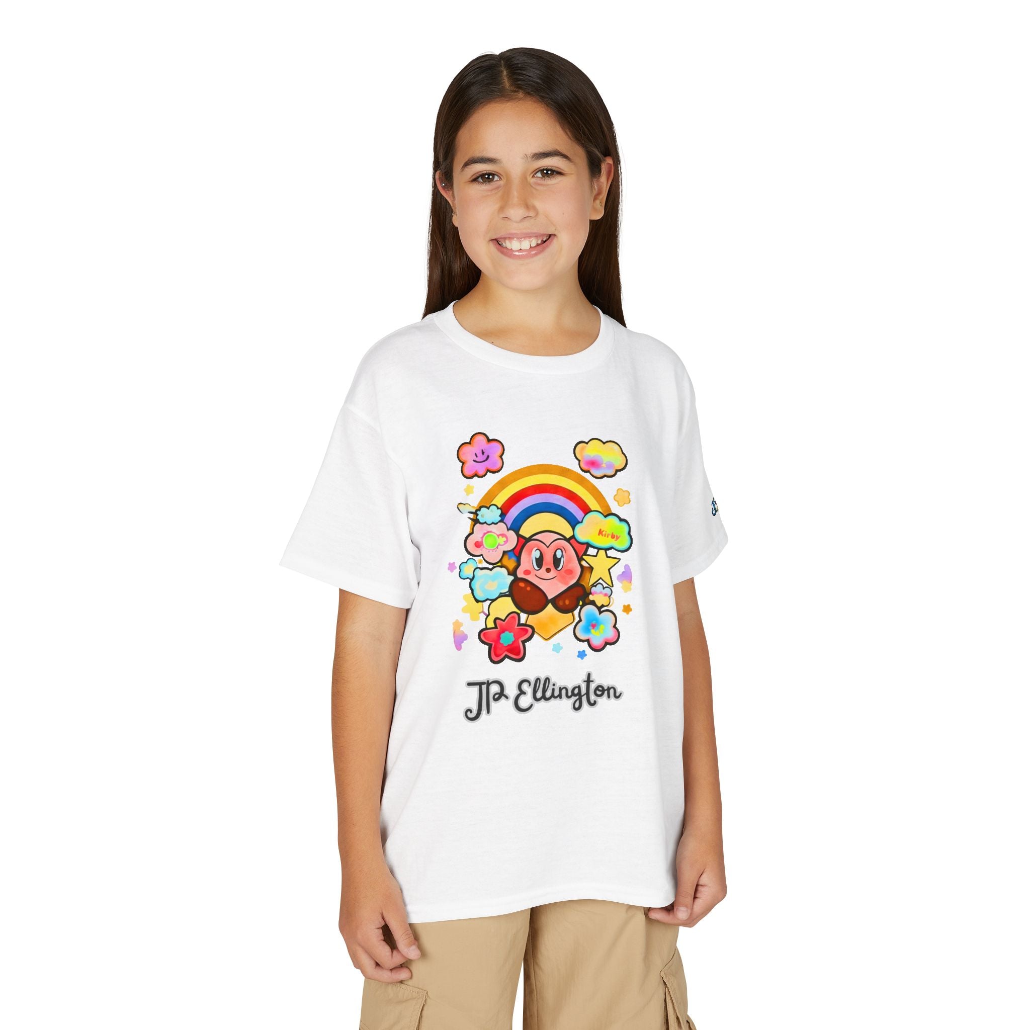 Cute Heart Character Rainbow Clouds T-Shirt | Kids JP Ellington