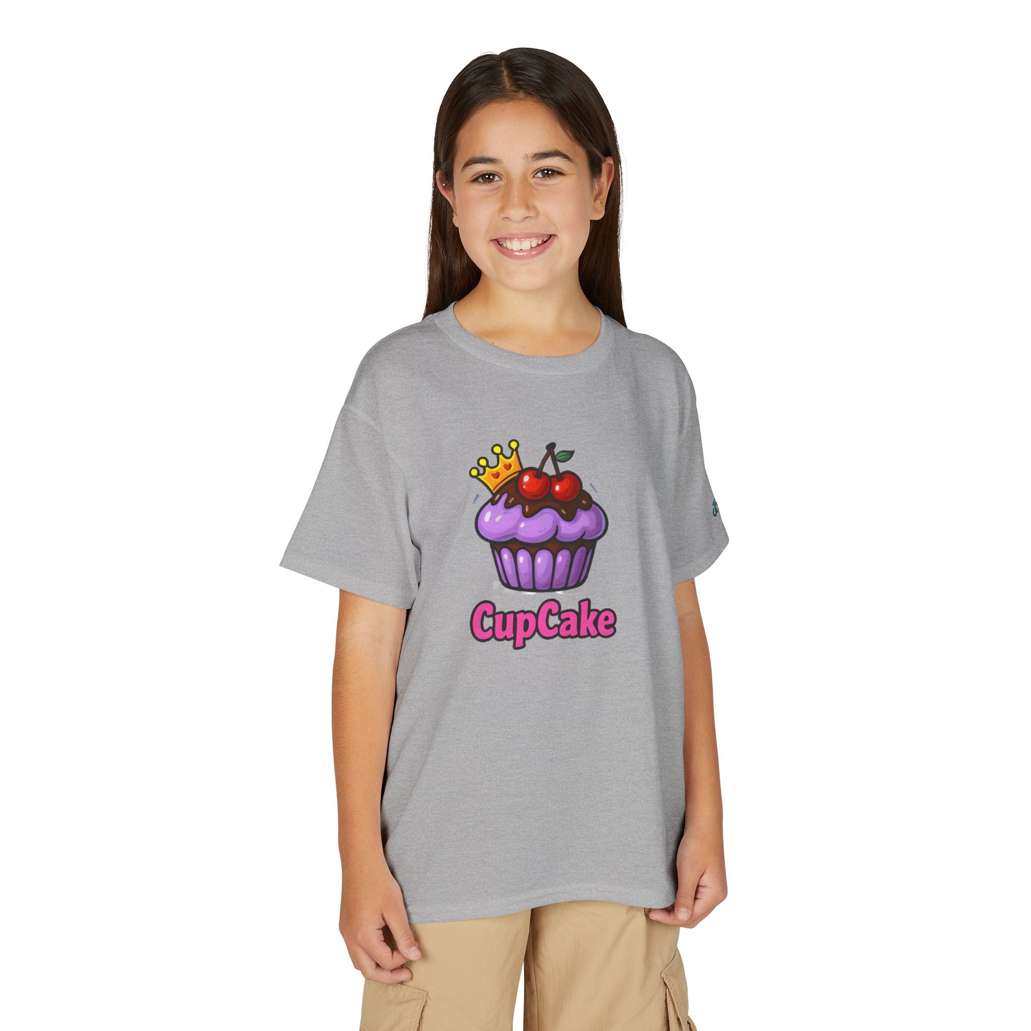 Crowned Cherry Cupcake Youth T-Shirt | Cute Dessert Graphic, JPEm Kids Edition