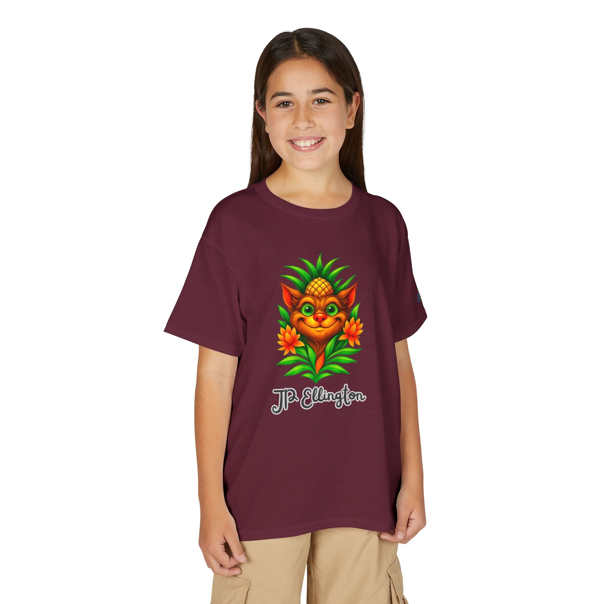 Pineapple Creature Illustration T-Shirt | Colorful Tropical Kids Tee, JPE Kids Edition