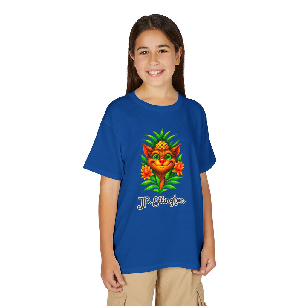 Pineapple Creature Illustration T-Shirt | Colorful Tropical Kids Tee, JPE Kids Edition