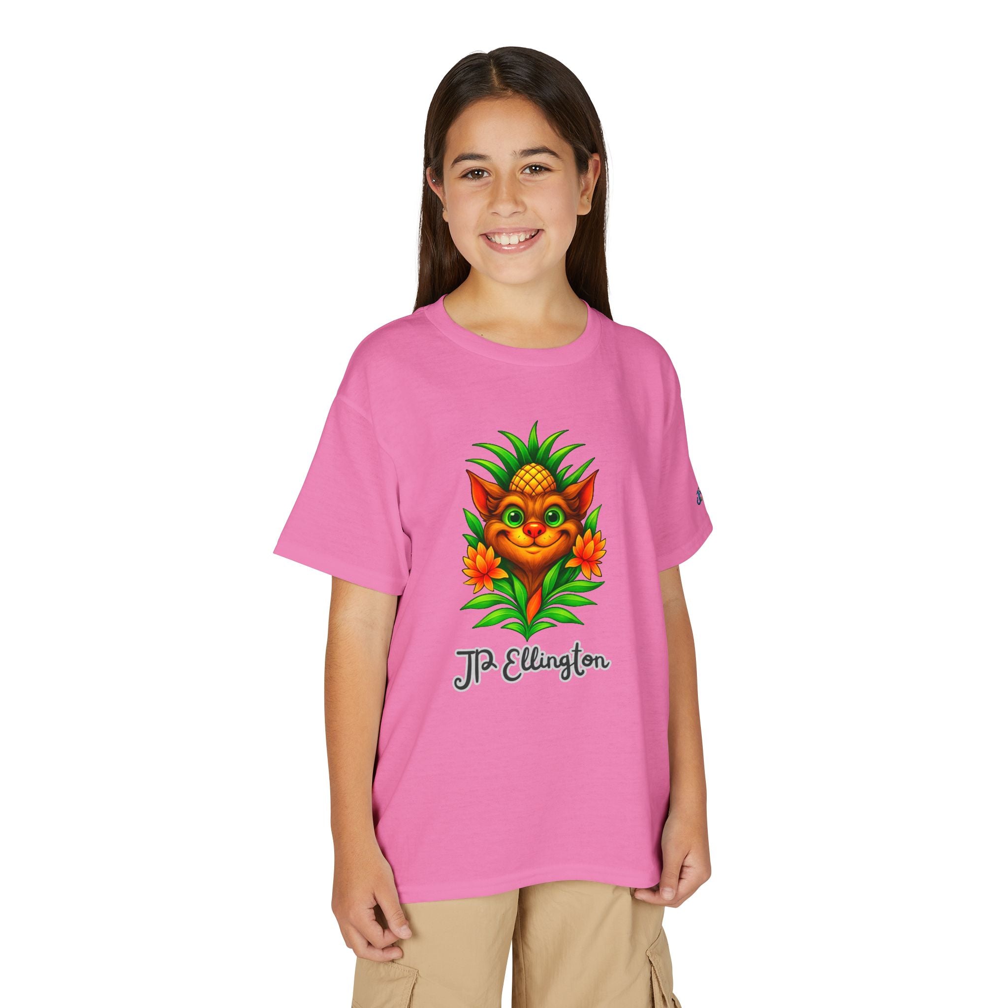 Pineapple Creature Illustration T-Shirt | Colorful Tropical Kids Tee, JPE Kids Edition