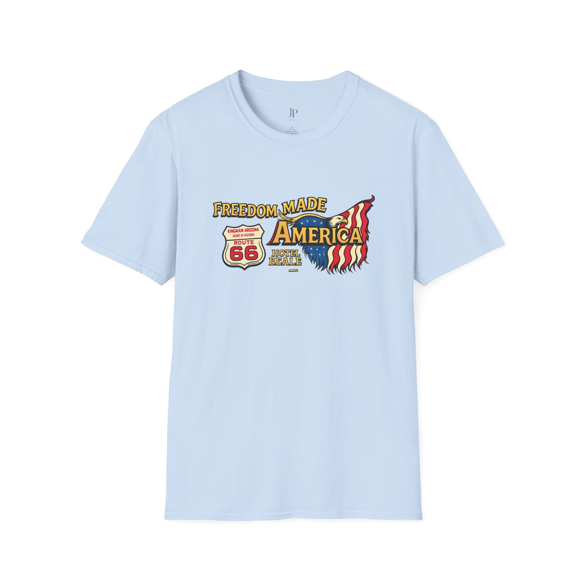Freedom Made America T-Shirt | Route 66 Flag Graphic