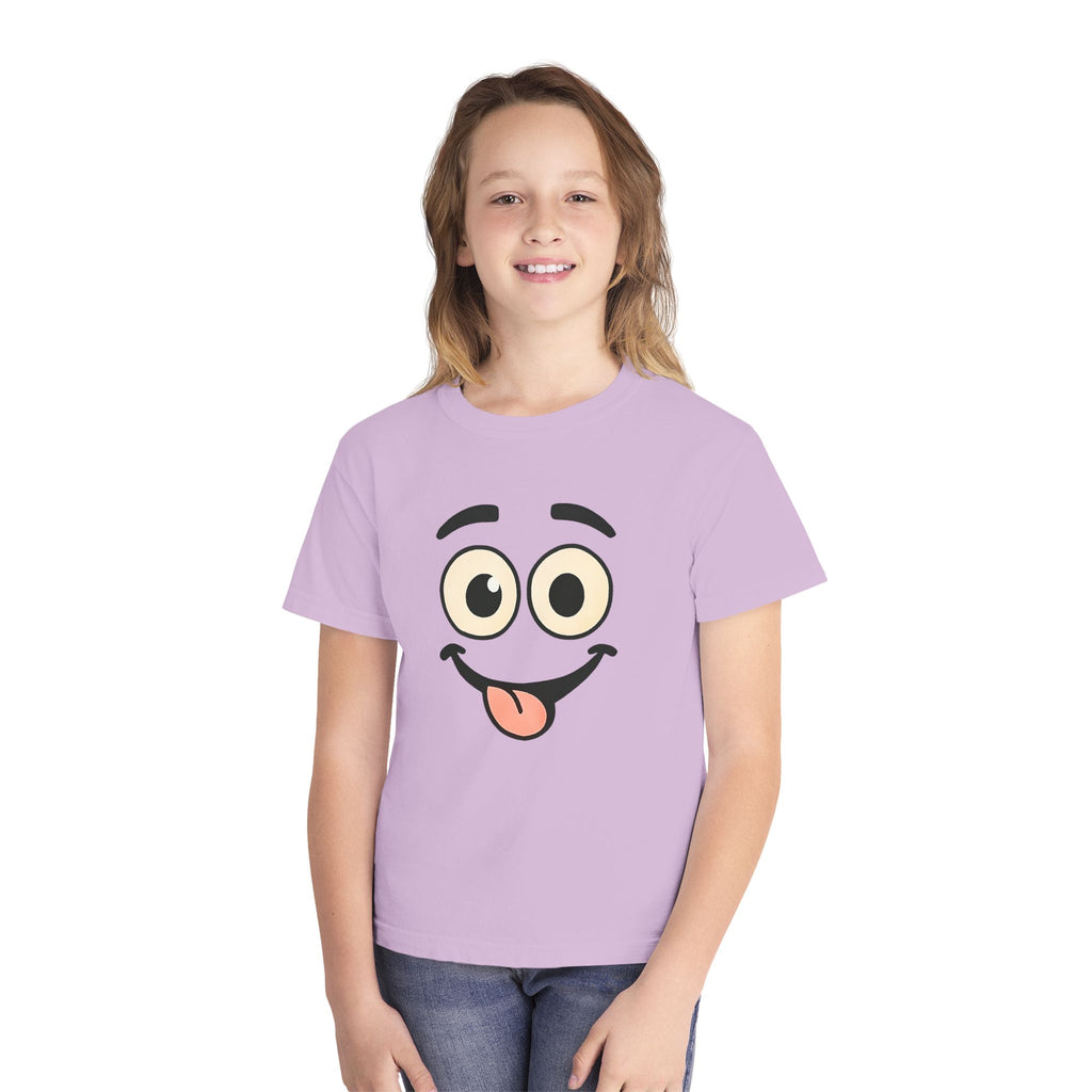 Silly Smiley Face Youth Tee | Playful Emoji Shirt, Tongue Out Expression, JPE Kids Edition