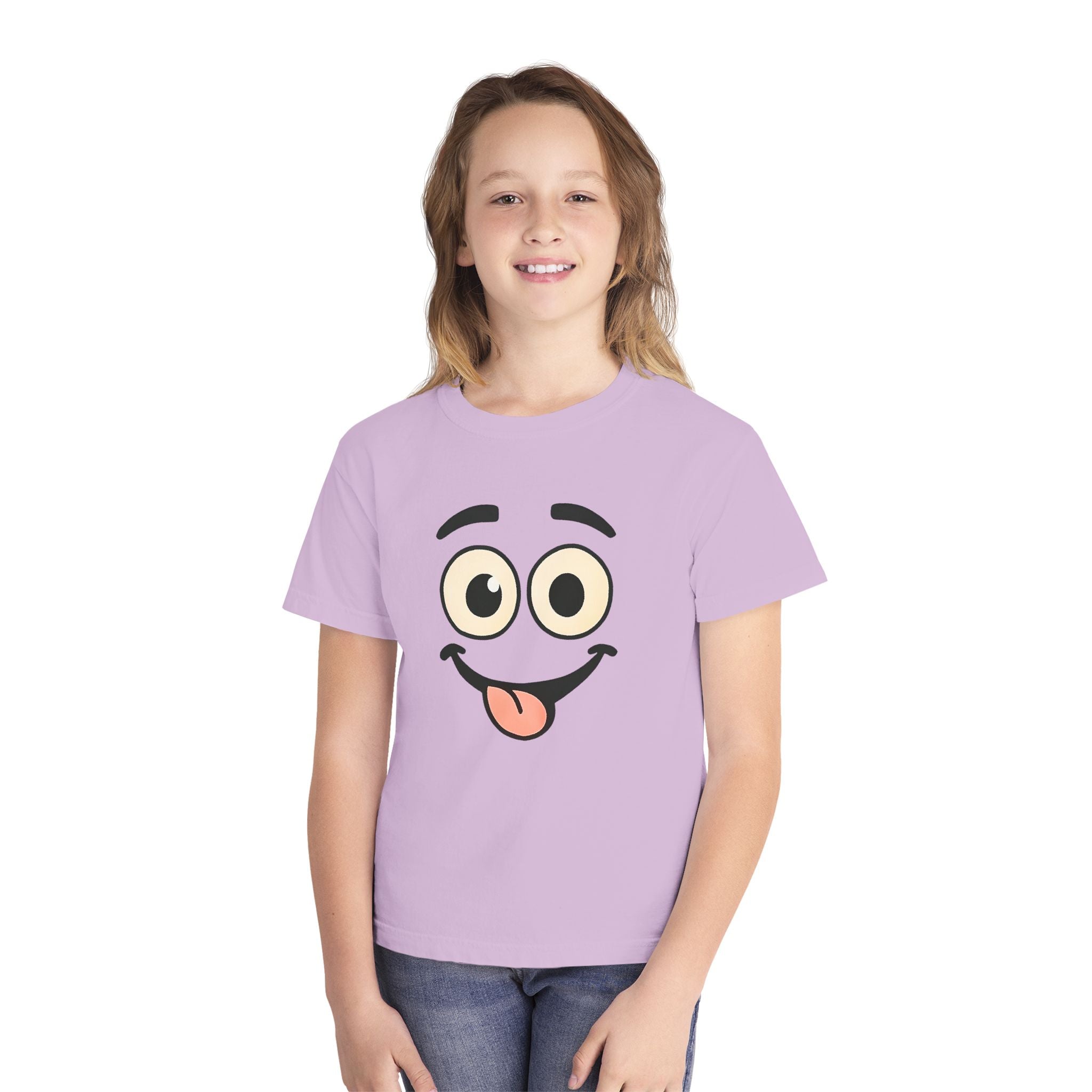 Silly Smiley Face Youth Tee | Playful Emoji Shirt, Tongue Out Expression, JPE Kids Edition