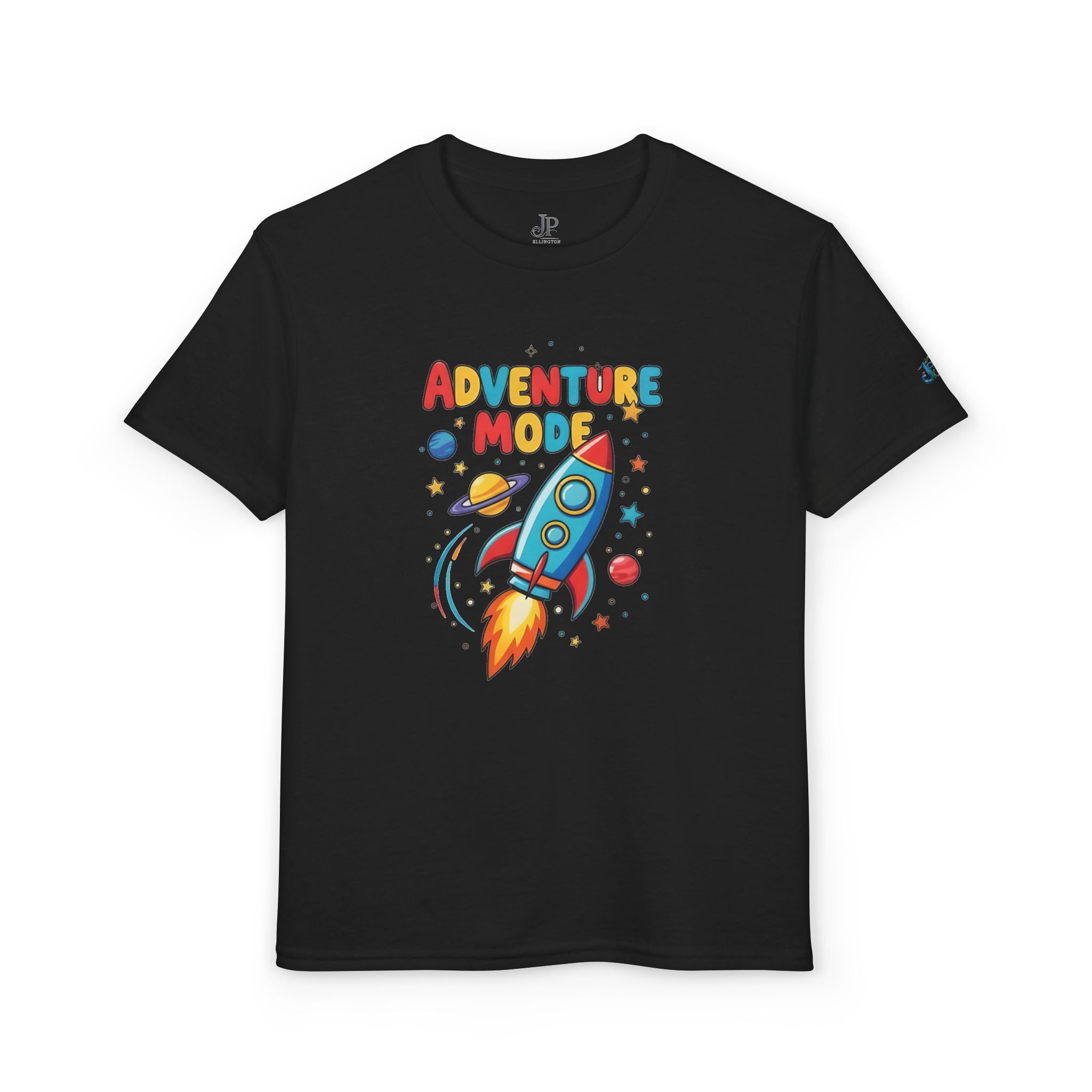 Adventure Mode Raketen-Jugend-T-Shirt | Kinder-Weltraum-Cartoon-T-Shirt, JPE Kids Edition