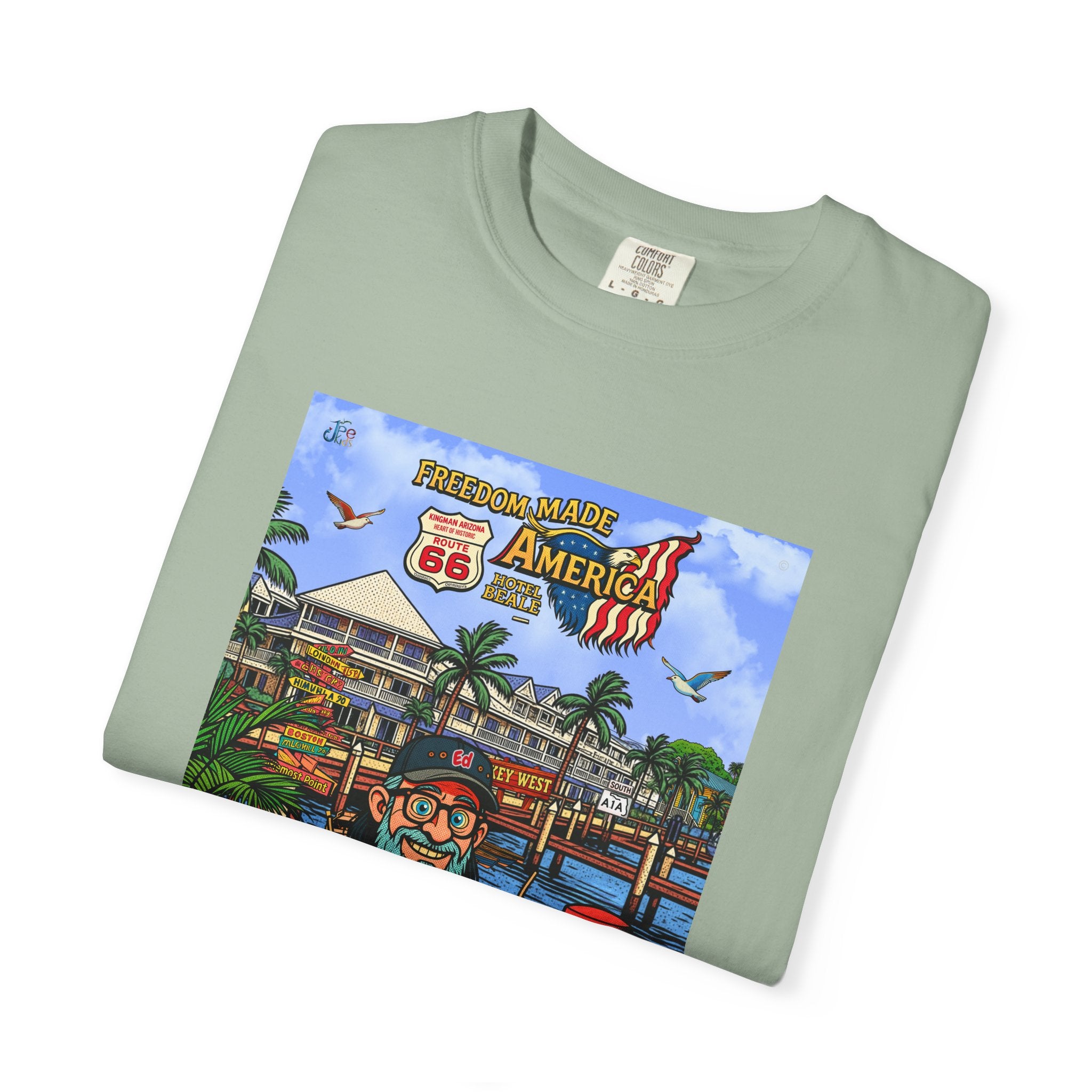 Route 66 Key West T-Shirt | Retro Roadtrip Art, Freedom made America Shirt