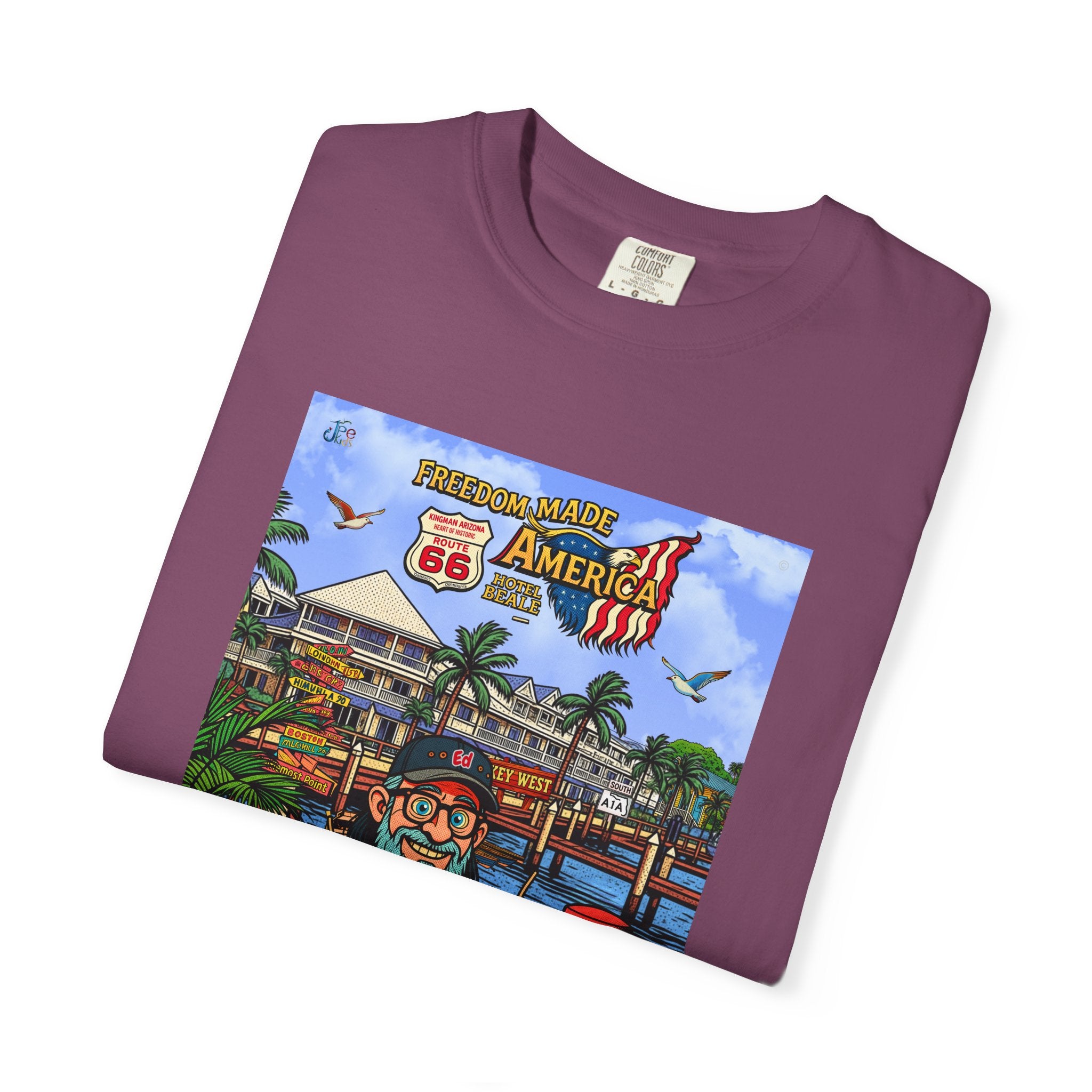Route 66 Key West T-Shirt | Retro Roadtrip Art, Freedom made America Shirt