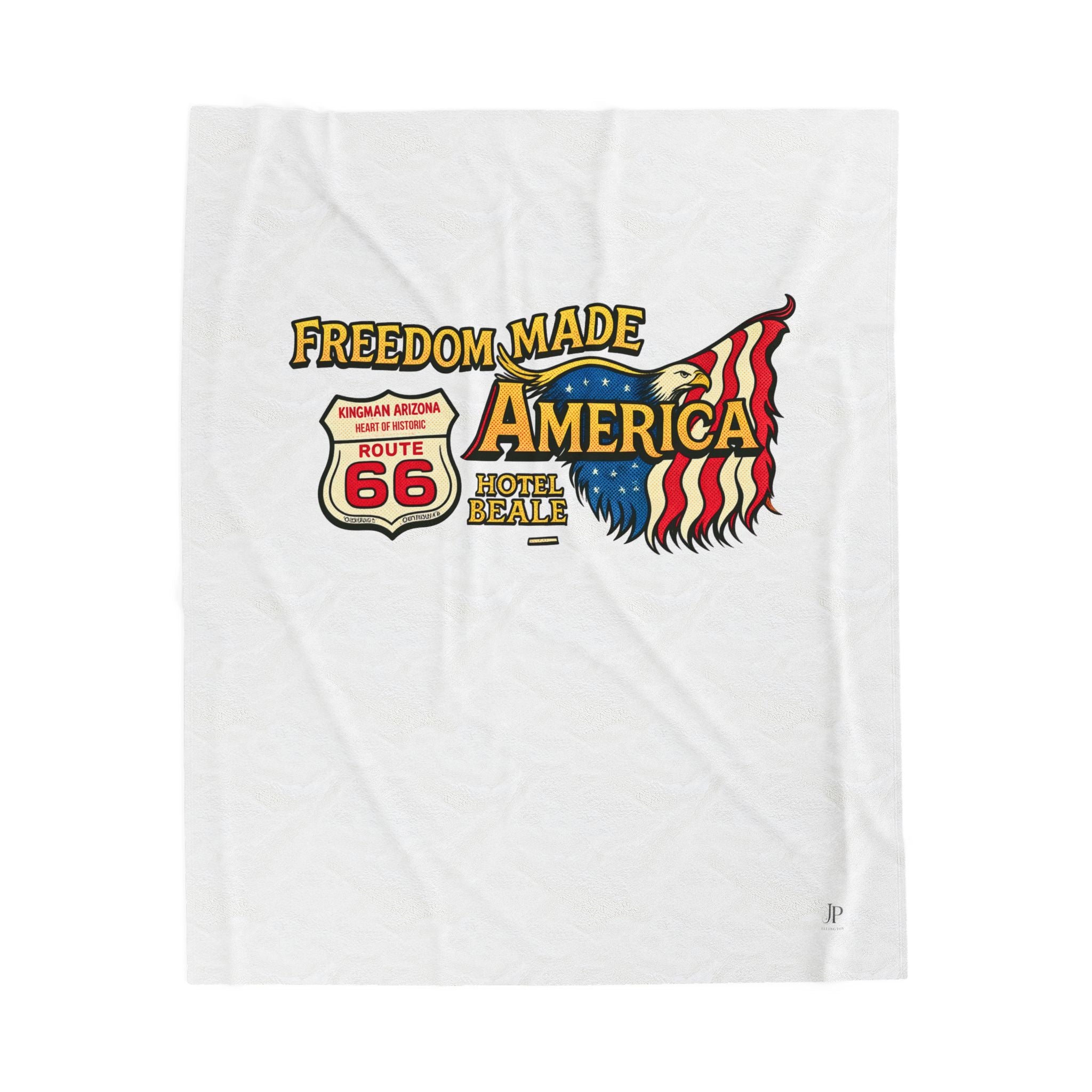 Freedom Made America Samtplüschdecke | Route 66 Flaggenadler-Design