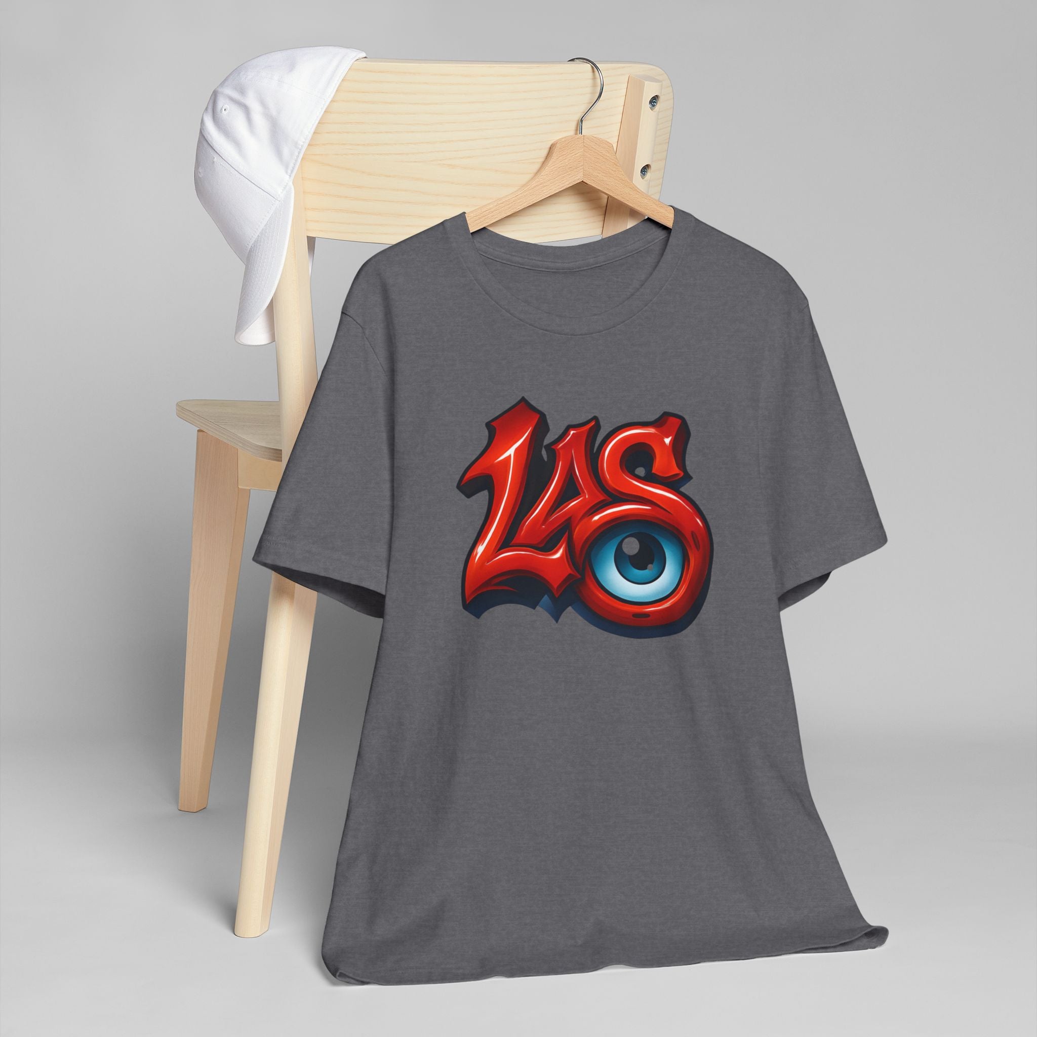LAS Eyeball Graffiti T-Shirt | Street Art Logo, Red & Blue Graphic, JPE Ellington Edition
