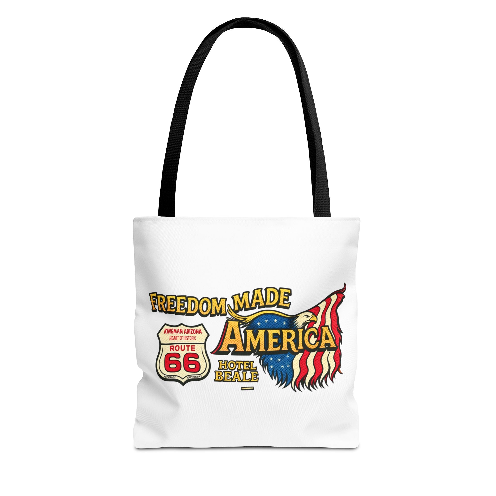 Freedom Made America Tote Bag | Route 66 Flag Graphic
