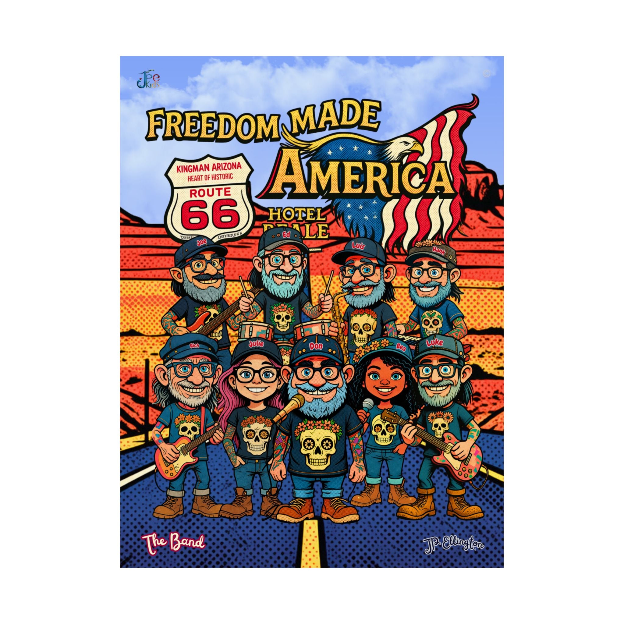 Freedom Made America Route 66 Band Poster | Matte Vertical Poster, Utah Poster