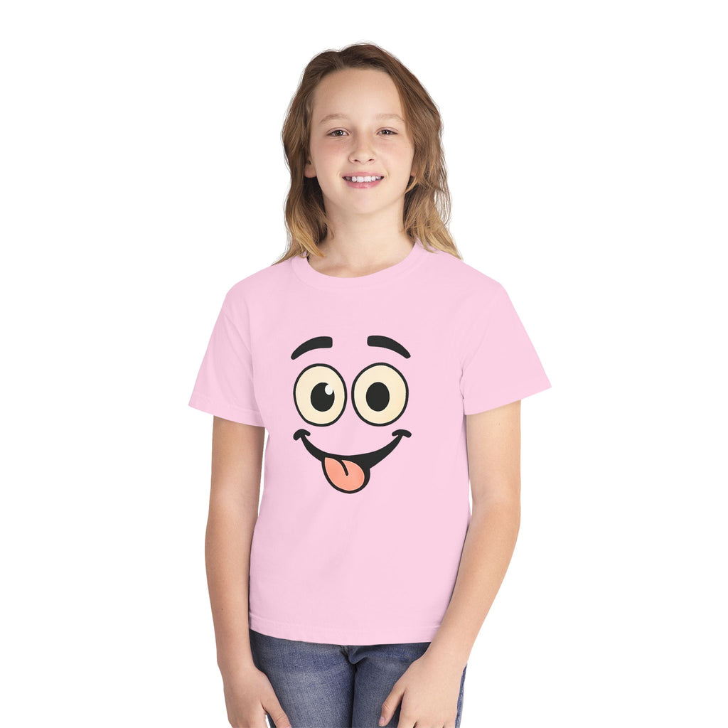 Silly Smiley Face Youth Tee | Playful Emoji Shirt, Tongue Out Expression, JPE Kids Edition