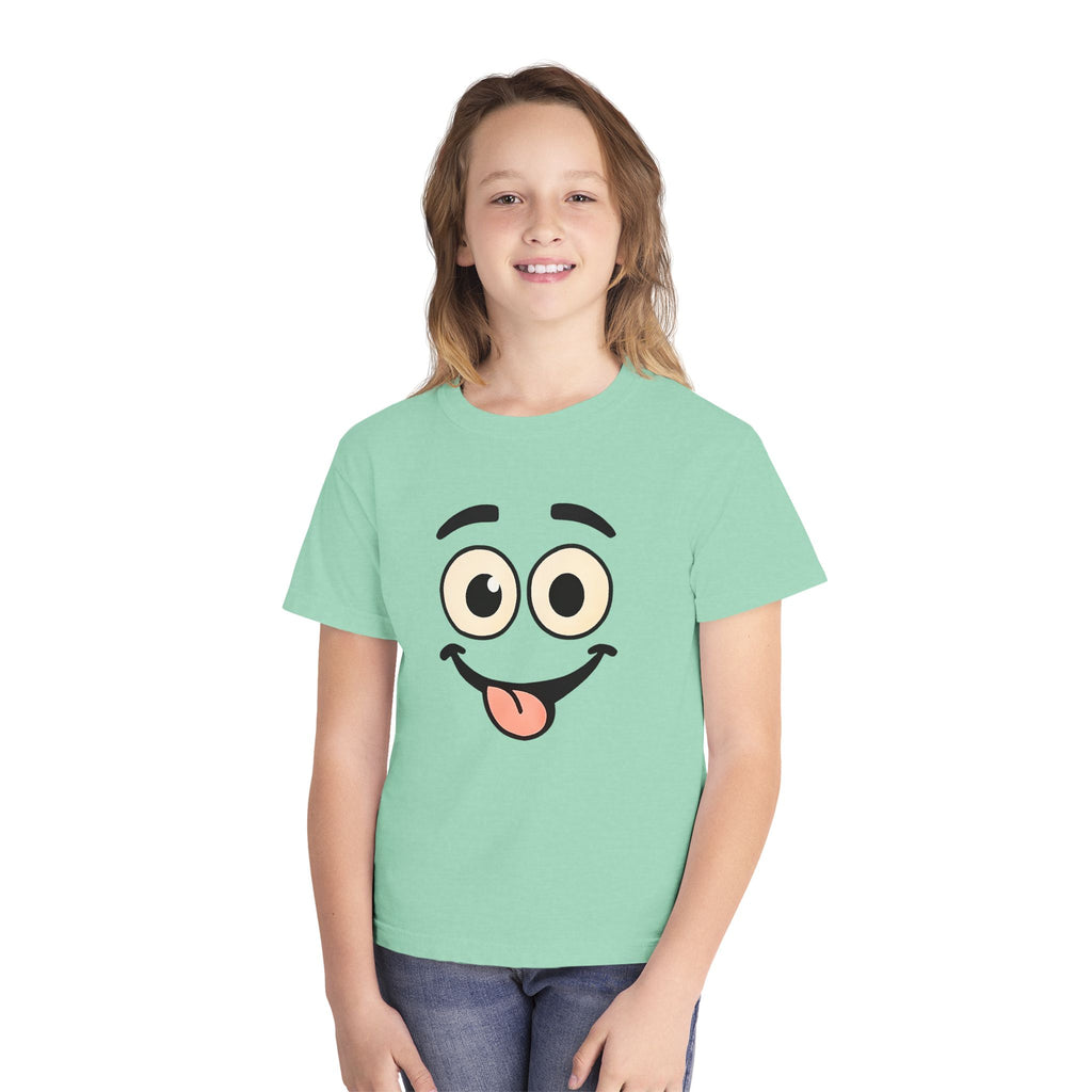 Silly Smiley Face Youth Tee | Playful Emoji Shirt, Tongue Out Expression, JPE Kids Edition