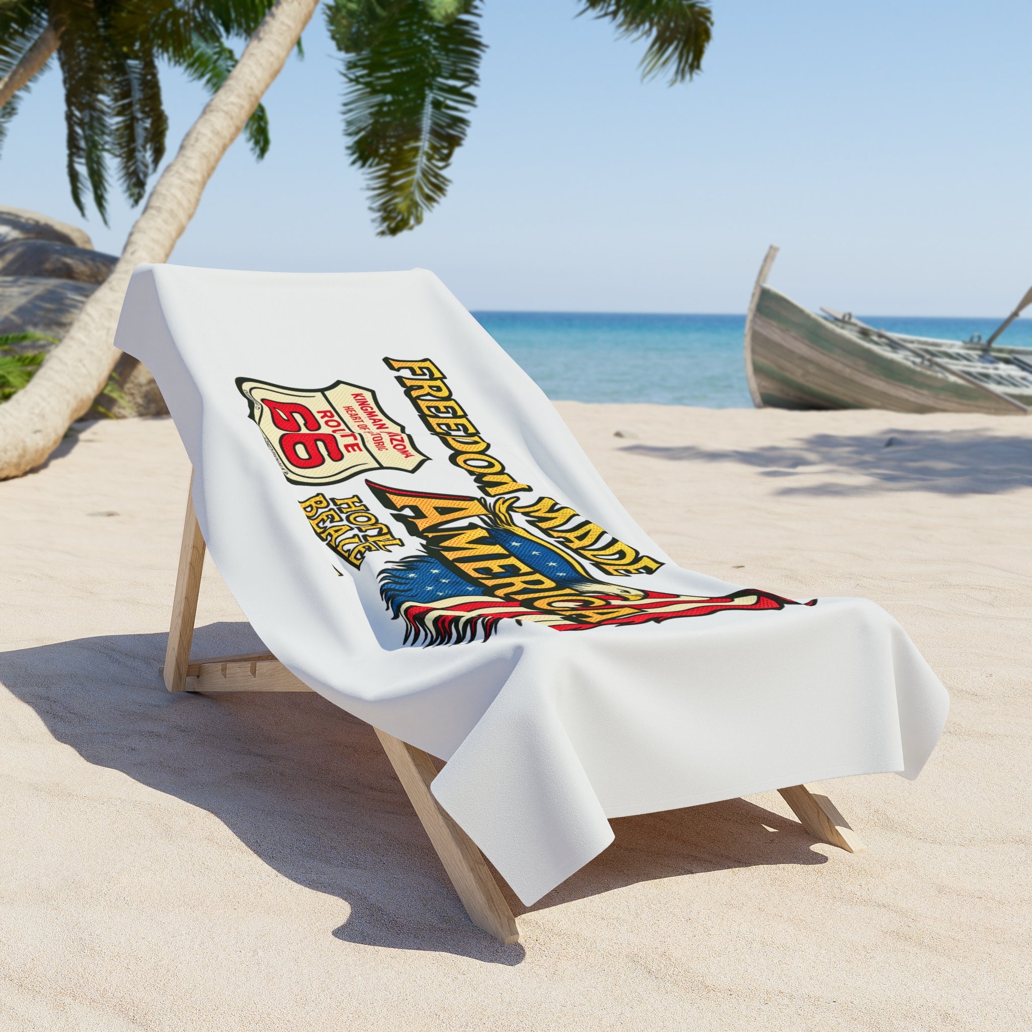 Freedom Made America Beach Towel | Route 66 Americana