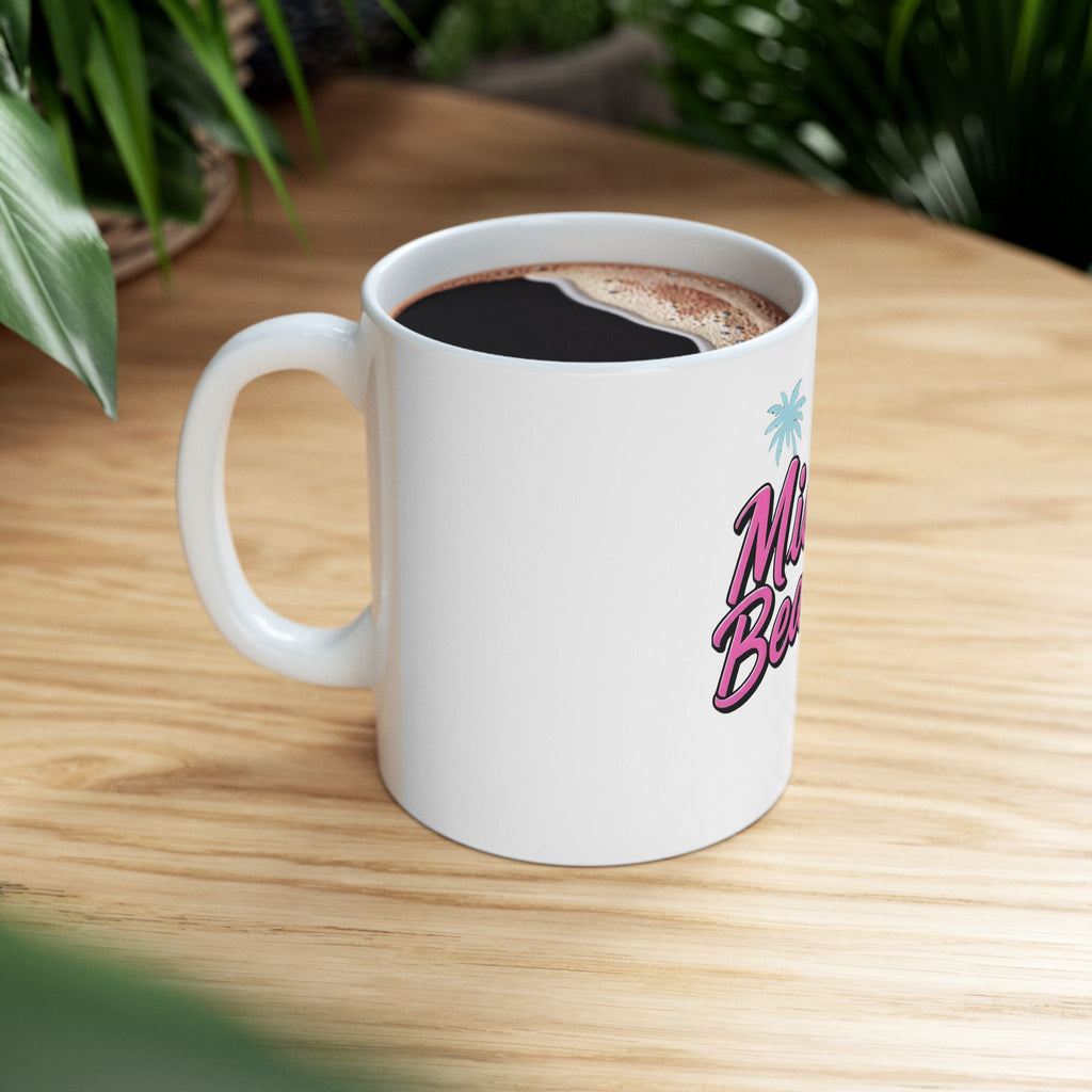 Miami Beauty's Ceramic Mug — Retro Palm Beach Coffee Cup (11oz & 15oz)