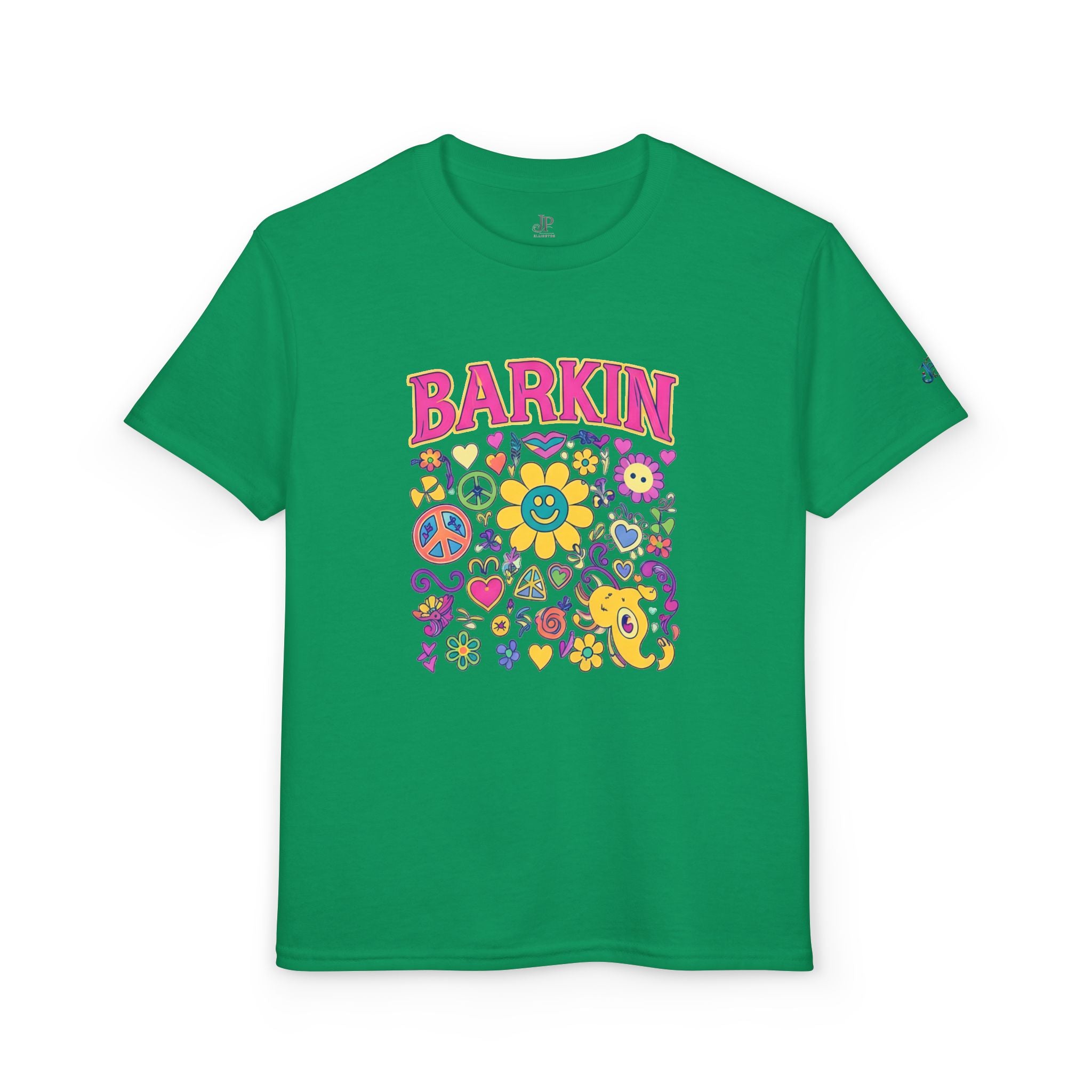 Barkin Flower Smiley Collage T-Shirt | Grafisches T-Shirt für Kinder, JPE Kids Edition