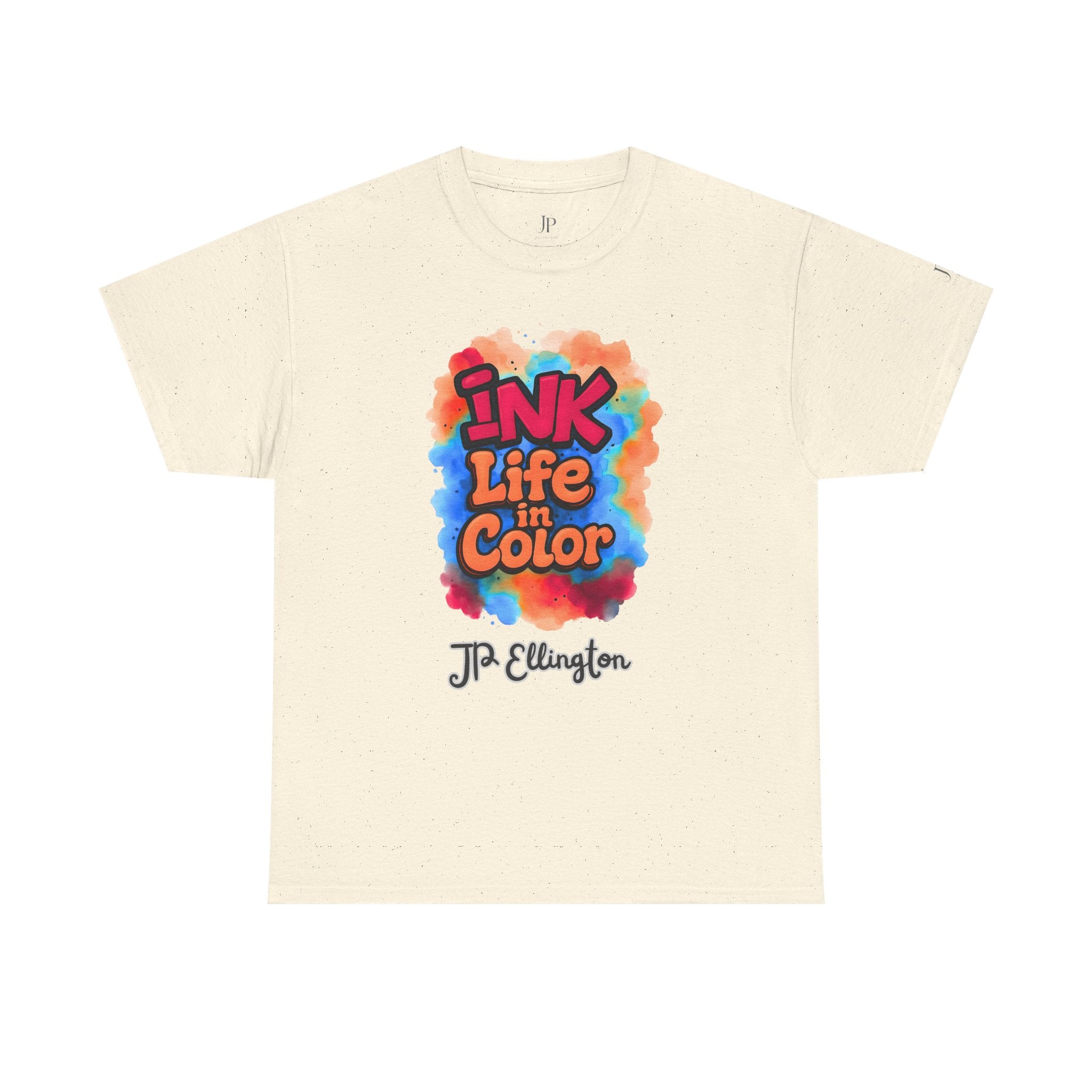Ink Life in Color T-Shirt | Bunte Aquarell-Typografie, J.P. Ellington Unterschrift