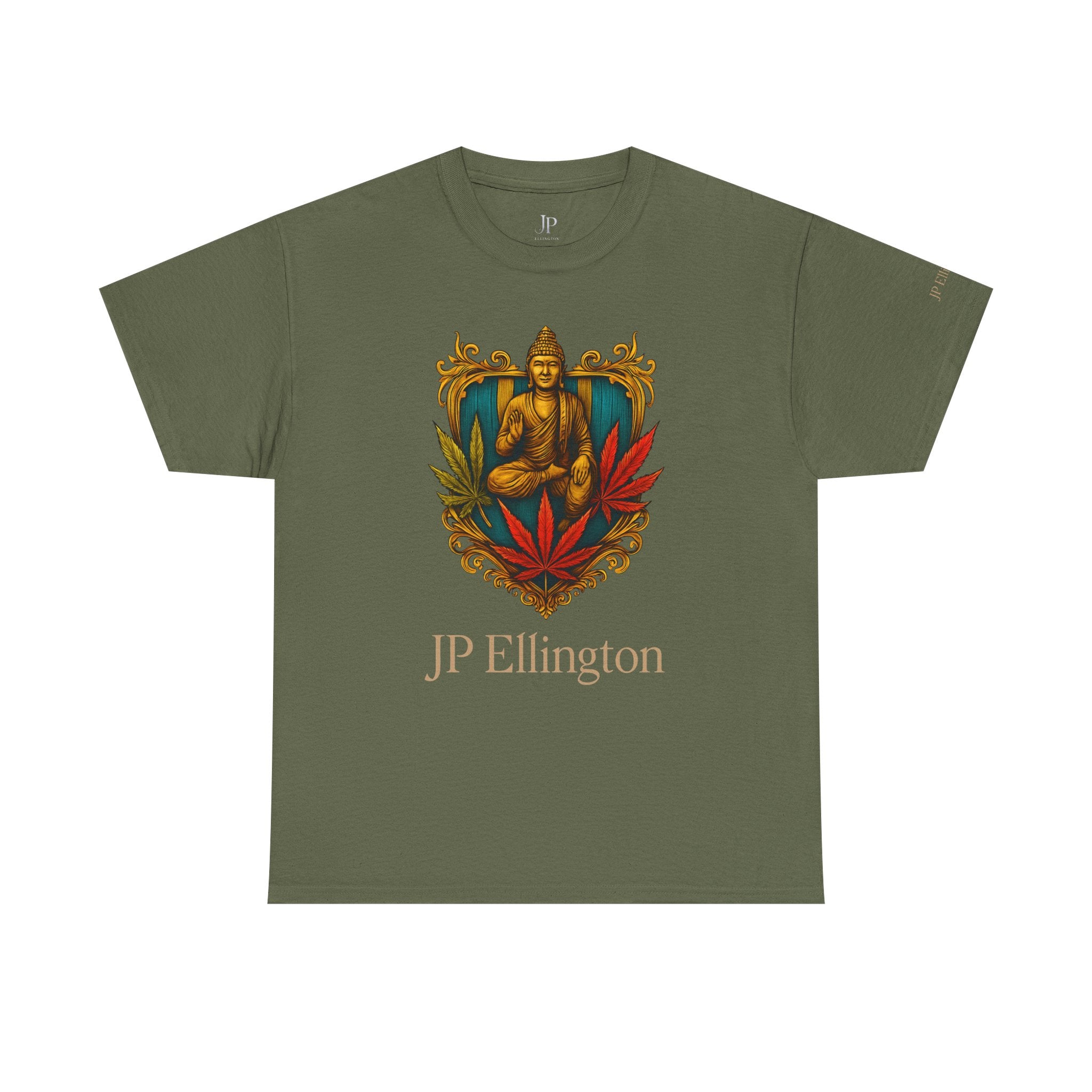 Buddha-Wappen mit Cannabisblättern T-Shirt | JP Ellington Edition