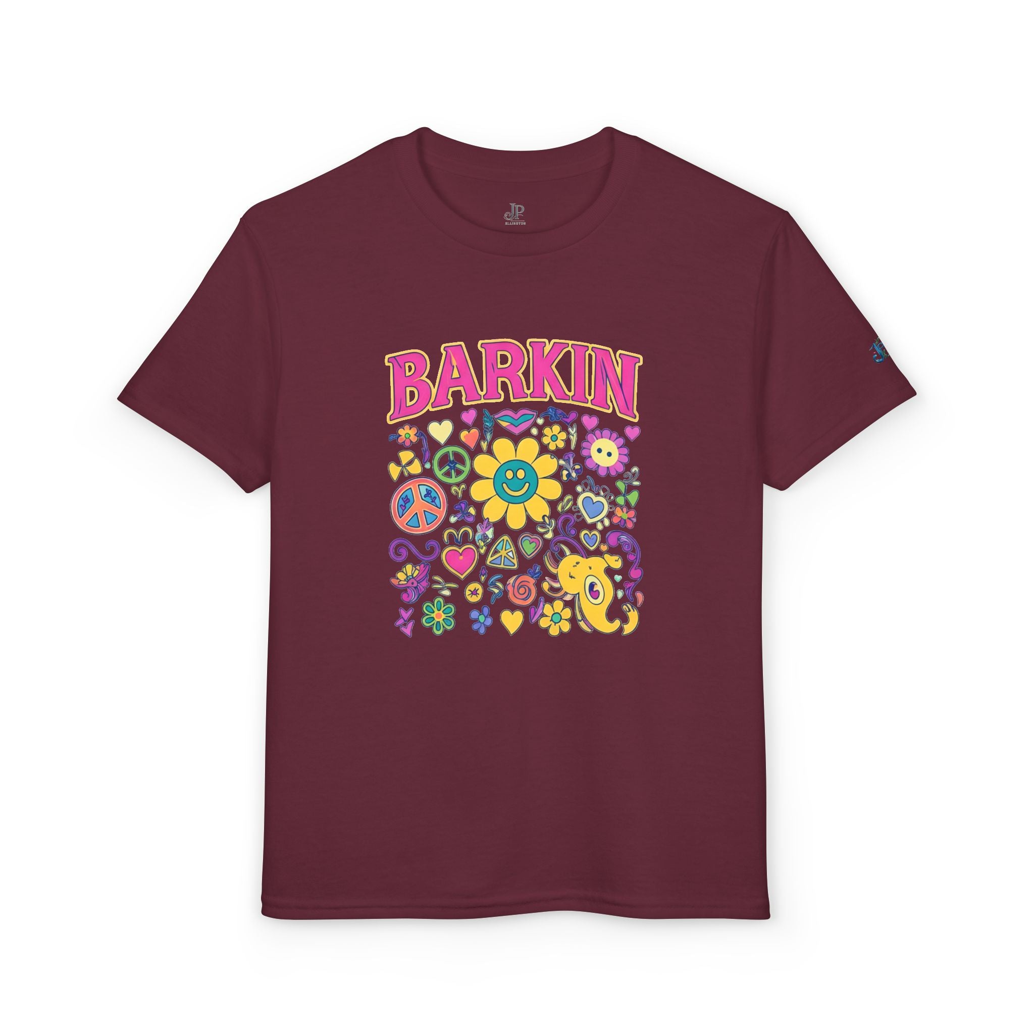 Barkin Flower Smiley Collage T-Shirt | Grafisches T-Shirt für Kinder, JPE Kids Edition
