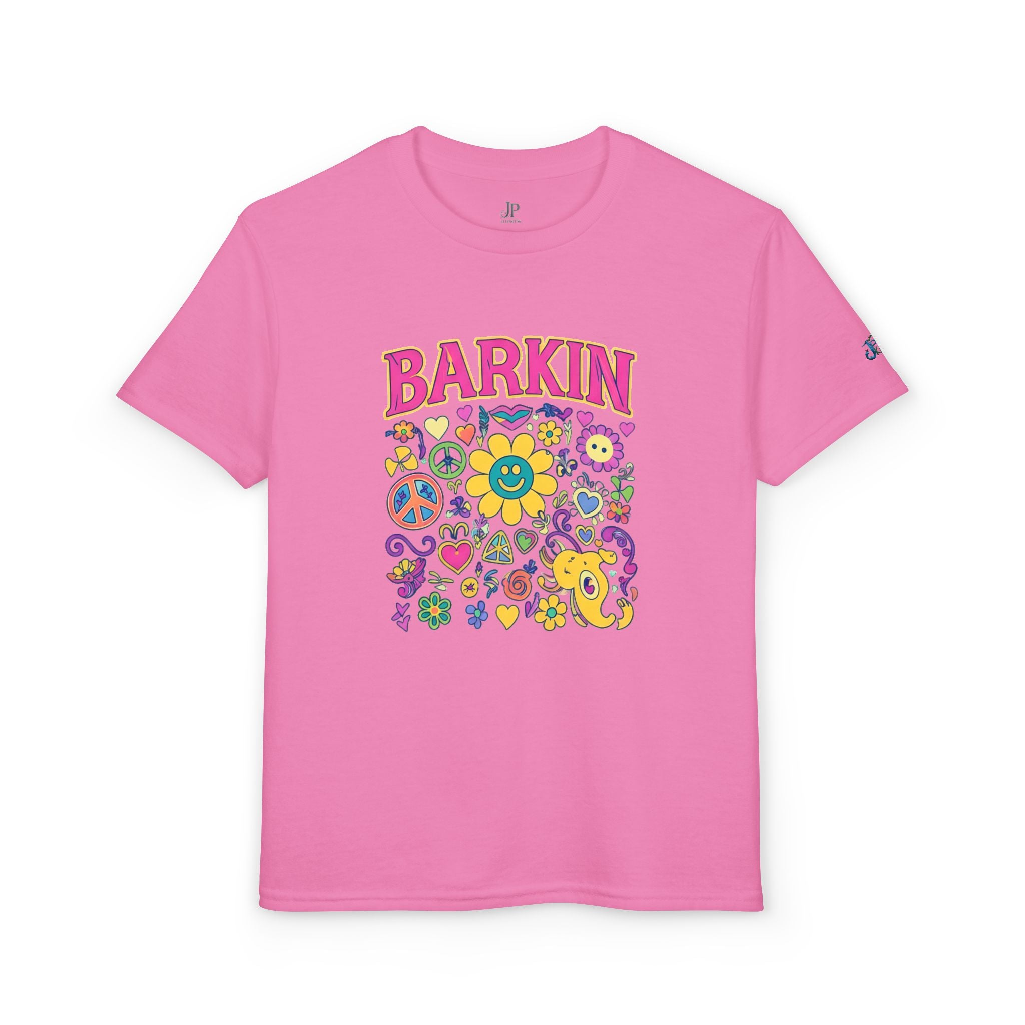Barkin Flower Smiley Collage T-Shirt | Grafisches T-Shirt für Kinder, JPE Kids Edition
