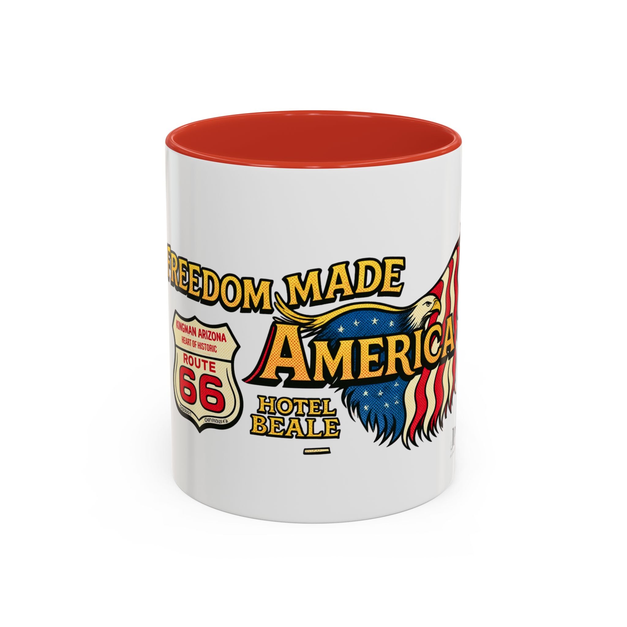Tasse mit Amerika-Adler „Freedom Made America“ | Route 66 Americana Kaffeetasse