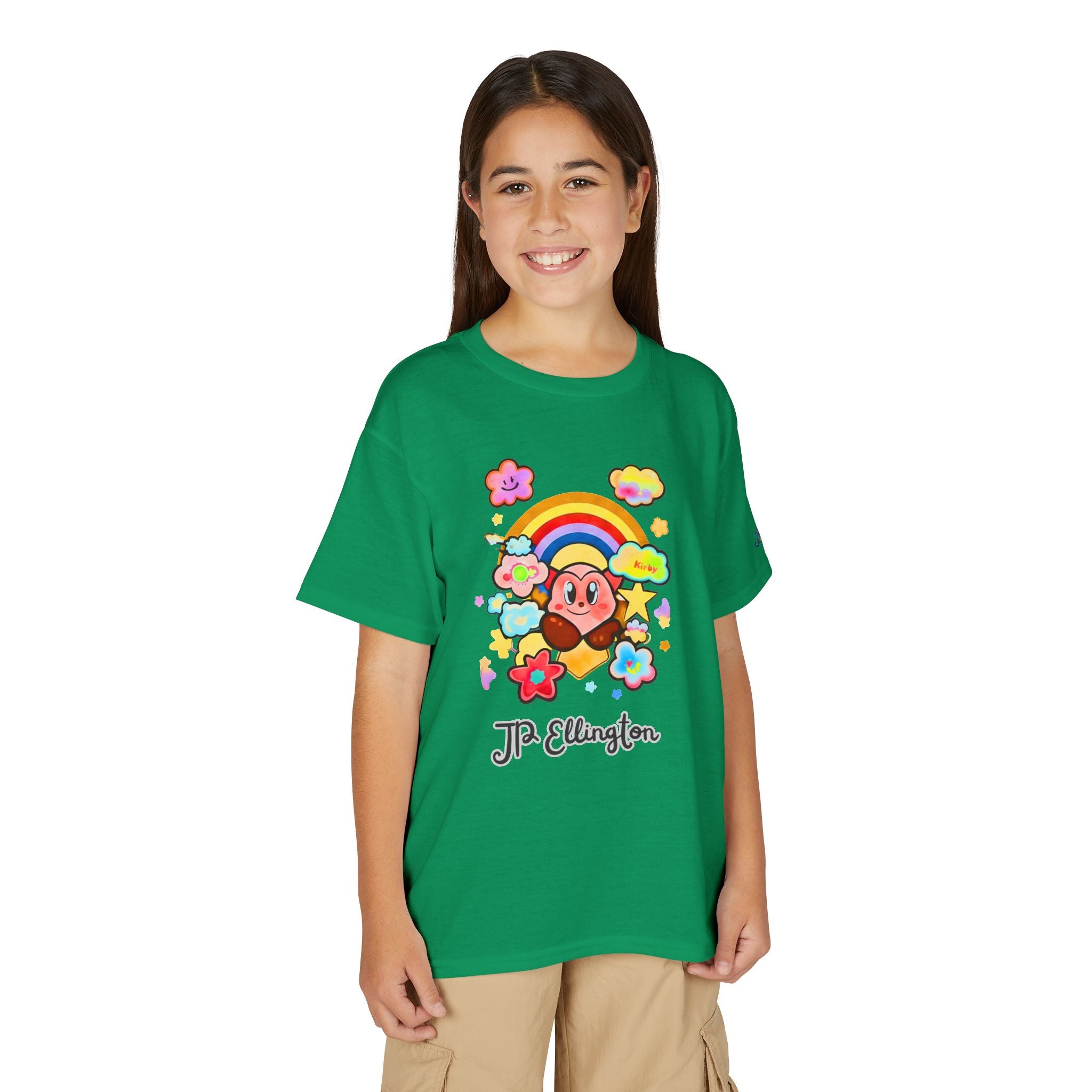 Cute Heart Character Rainbow Clouds T-Shirt | Kids JP Ellington