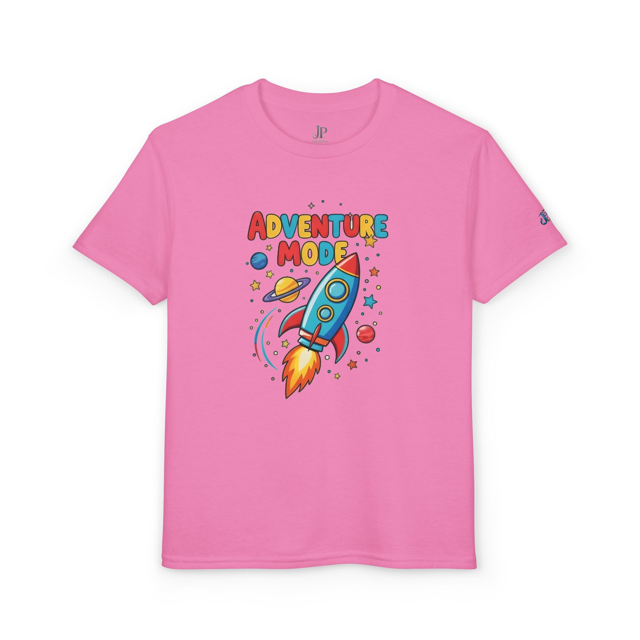 Adventure Mode Raketen-Jugend-T-Shirt | Kinder-Weltraum-Cartoon-T-Shirt, JPE Kids Edition
