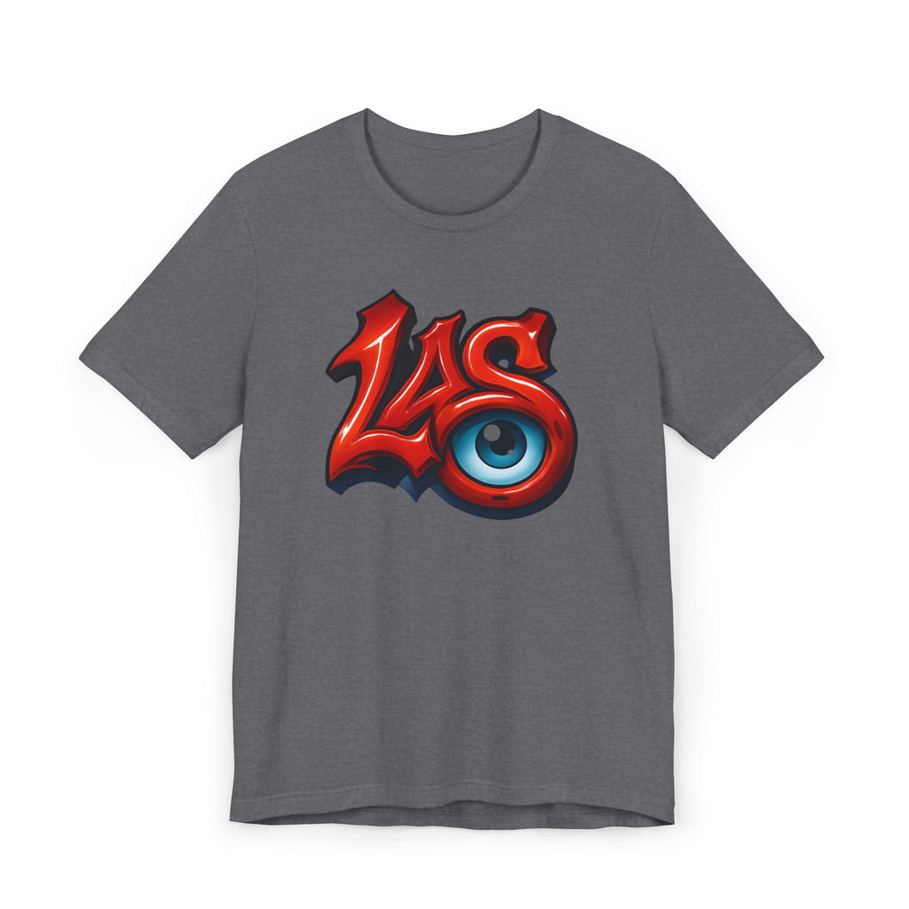 LAS Eyeball Graffiti T-Shirt | Street Art Logo, Red & Blue Graphic, JPE Ellington Edition