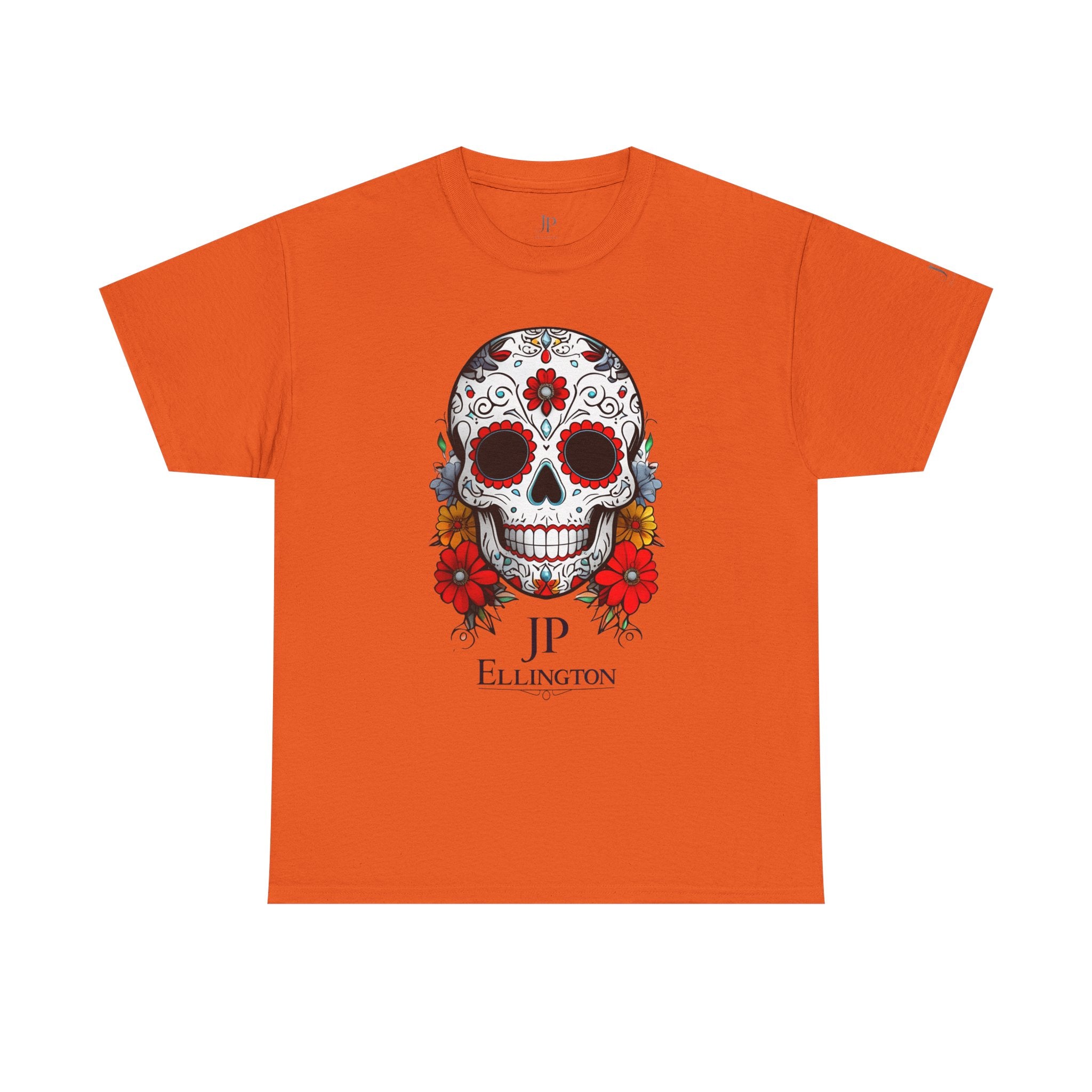 Sugar Skull T-Shirt | Tag der Toten Totenkopf mit Blumen T-Shirt, JP Ellington Edition