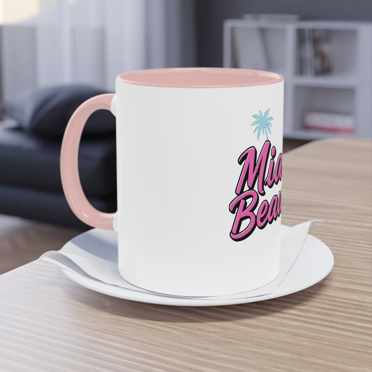 Miami Beauty's Coffee Mug - Retro Pink Palm 11oz