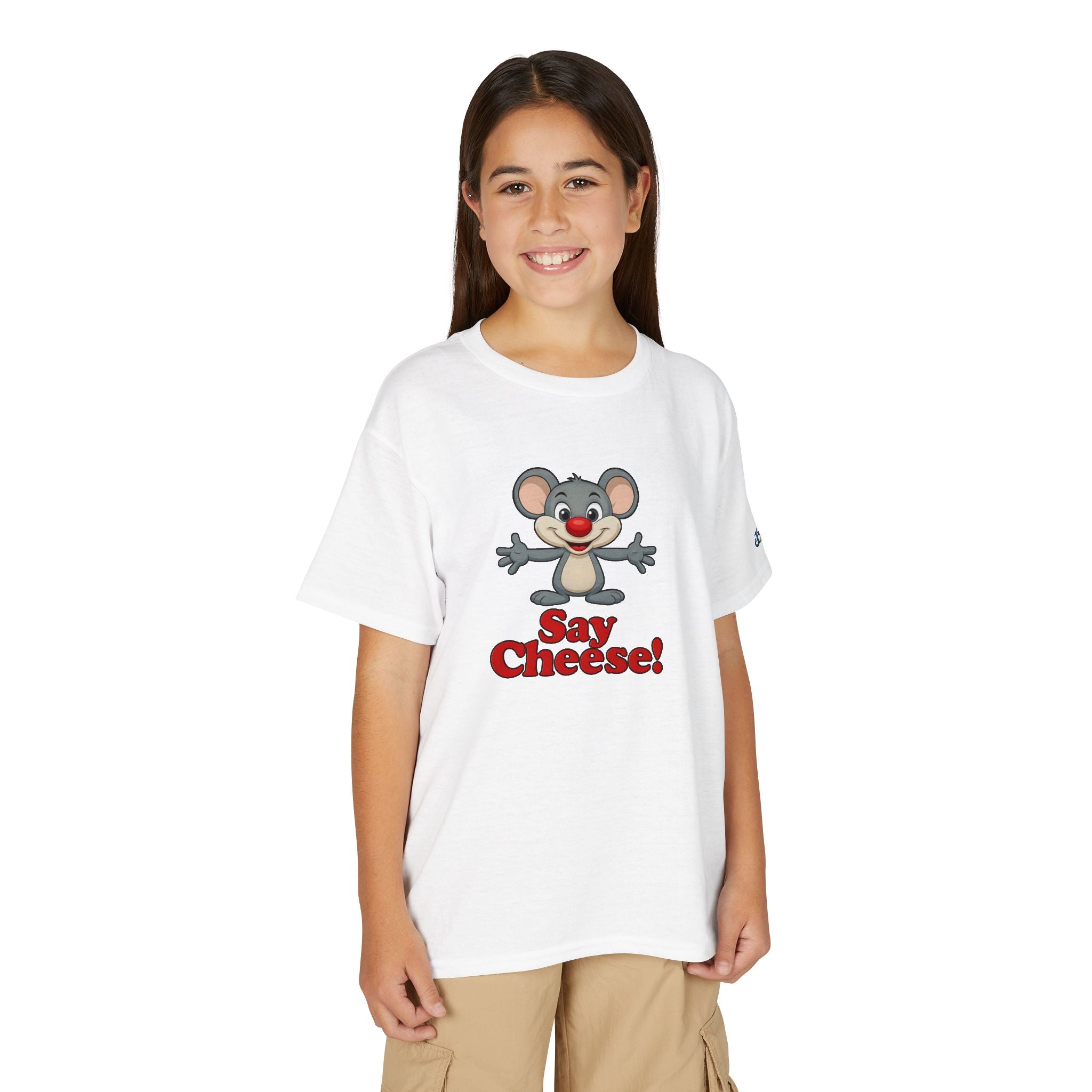 Cute Cartoon Mouse Say Cheese T-Shirt | Kids photo tee JPE Kids Edition