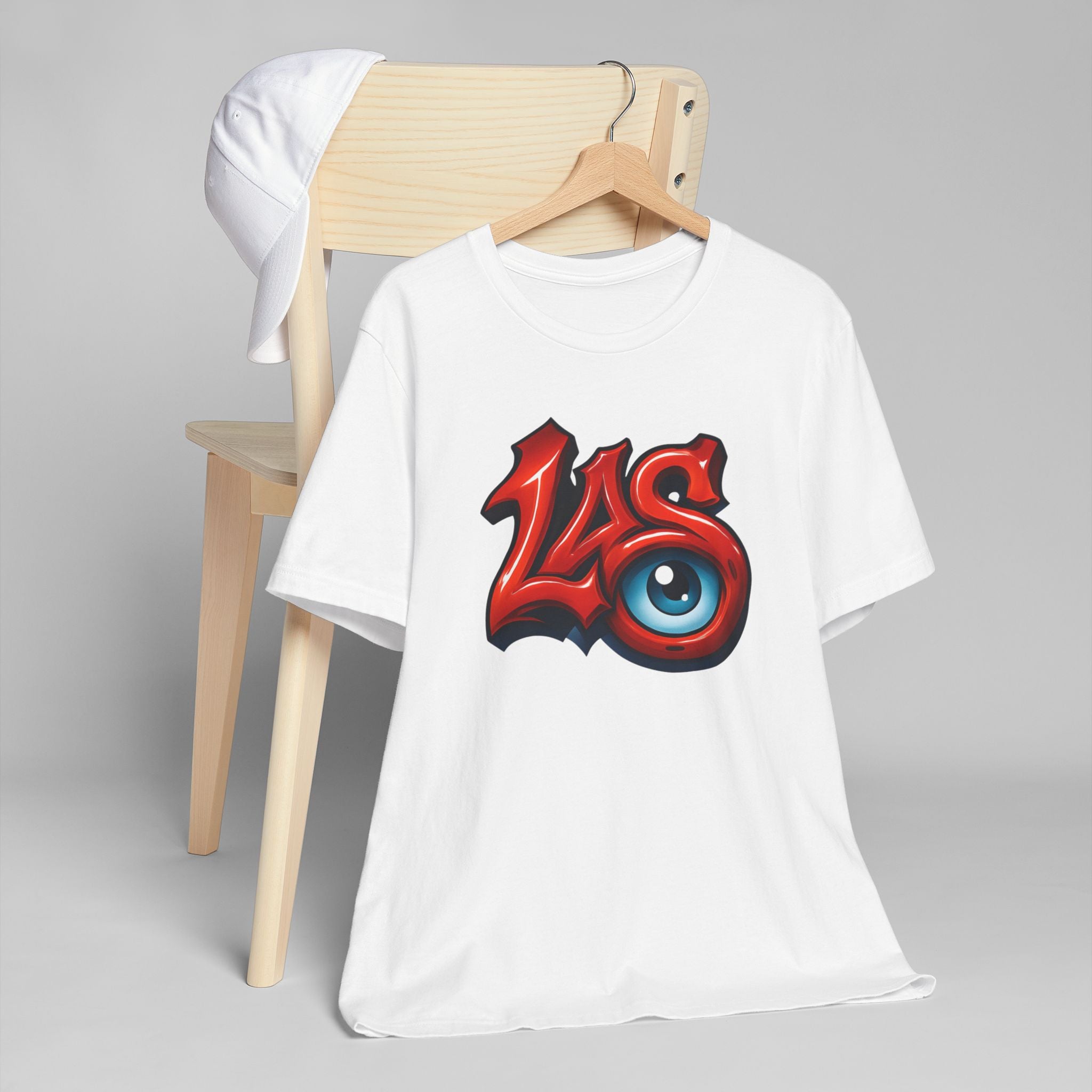 LAS Eyeball Graffiti T-Shirt | Street Art Logo, Red & Blue Graphic, JPE Ellington Edition