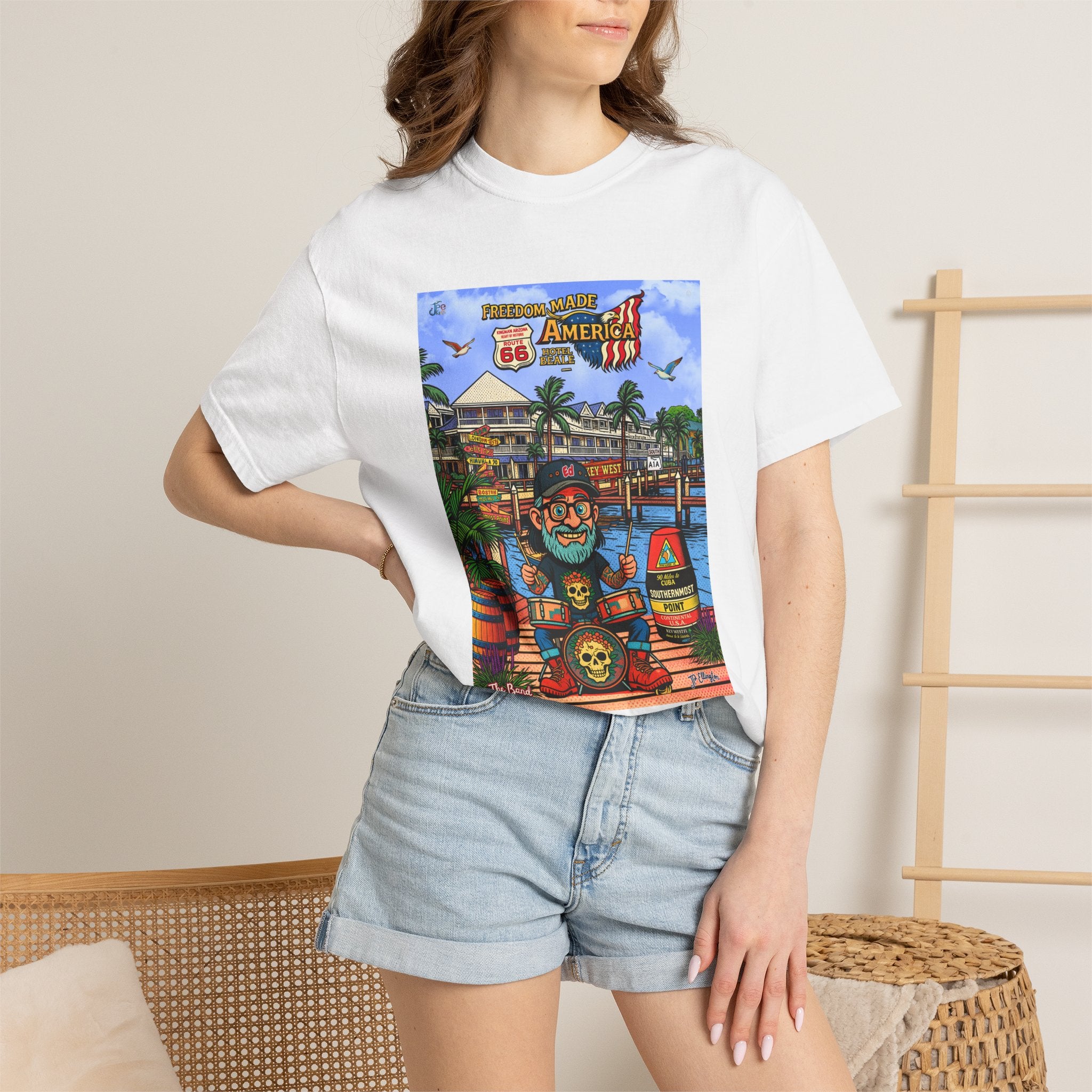 Route 66 Key West T-Shirt | Retro Roadtrip Art, Freedom made America Shirt