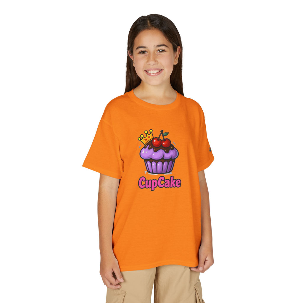 Crowned Cherry Cupcake Youth T-Shirt | Cute Dessert Graphic, JPEm Kids Edition