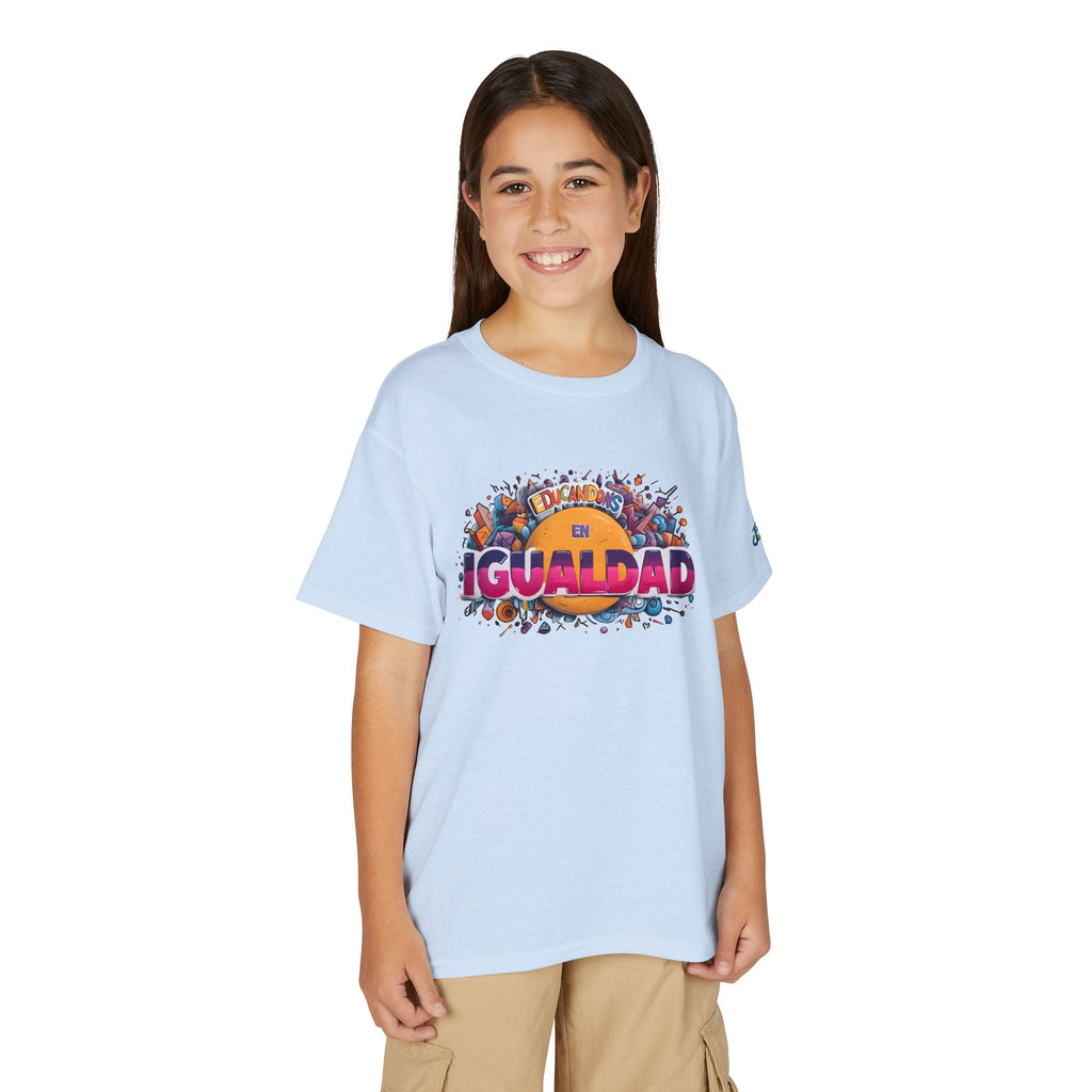 Igualdad Graphic Youth T-Shirt | Equality Spanish Text, Colorful Crowd Design, JPE Kids Edition