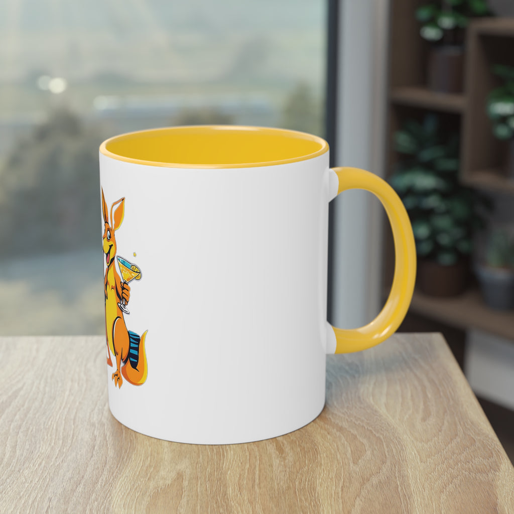 Down Under Kangaroo Coffee Mug — 11oz Two-Tone Yellow