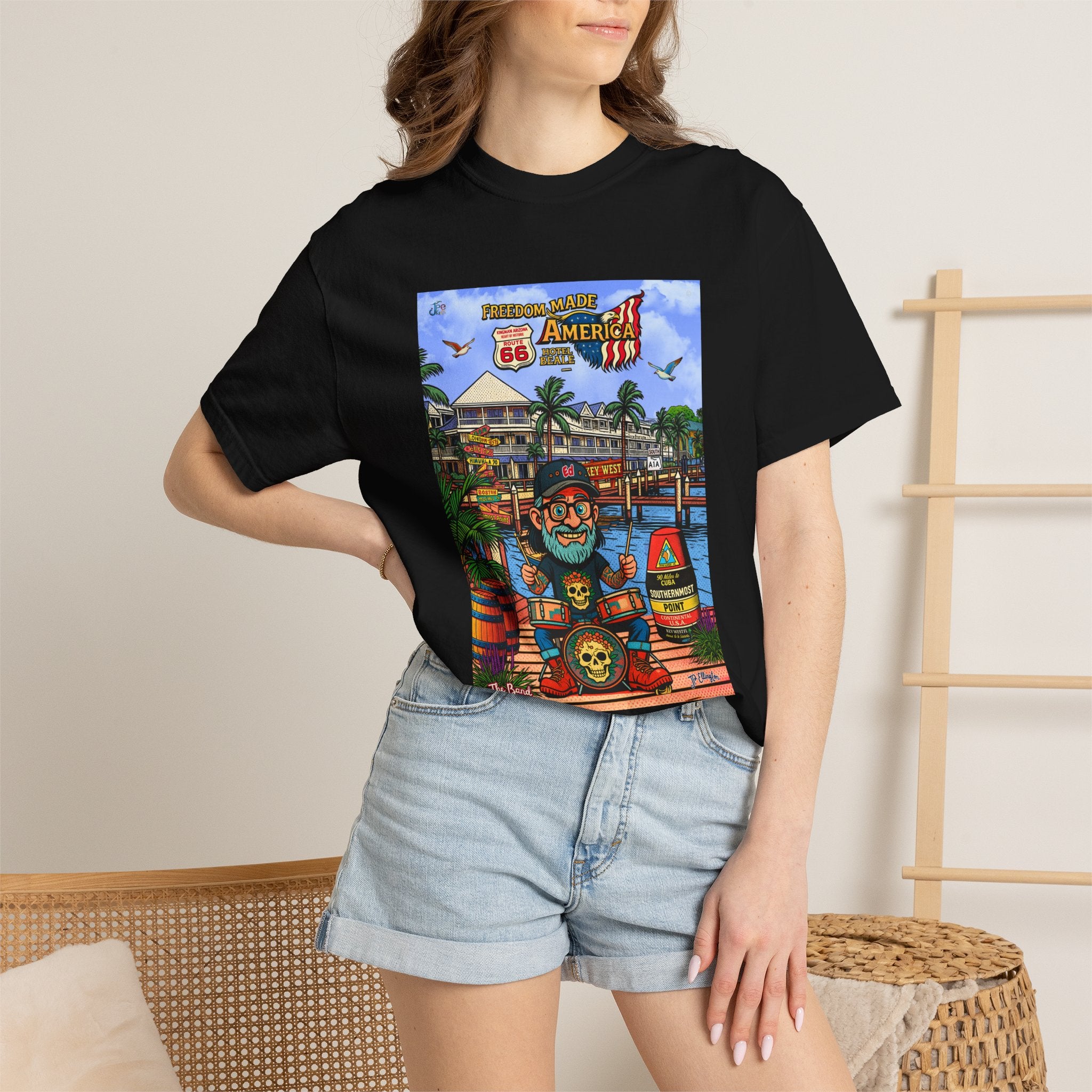 Route 66 Key West T-Shirt | Retro Roadtrip Art, Freedom made America Shirt