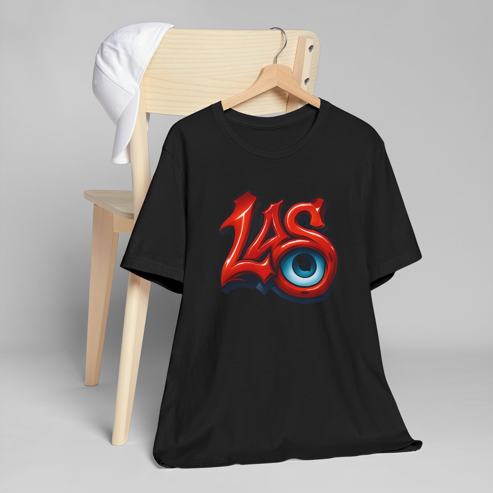 LAS Eyeball Graffiti T-Shirt | Street Art Logo, Red & Blue Graphic, JPE Ellington Edition