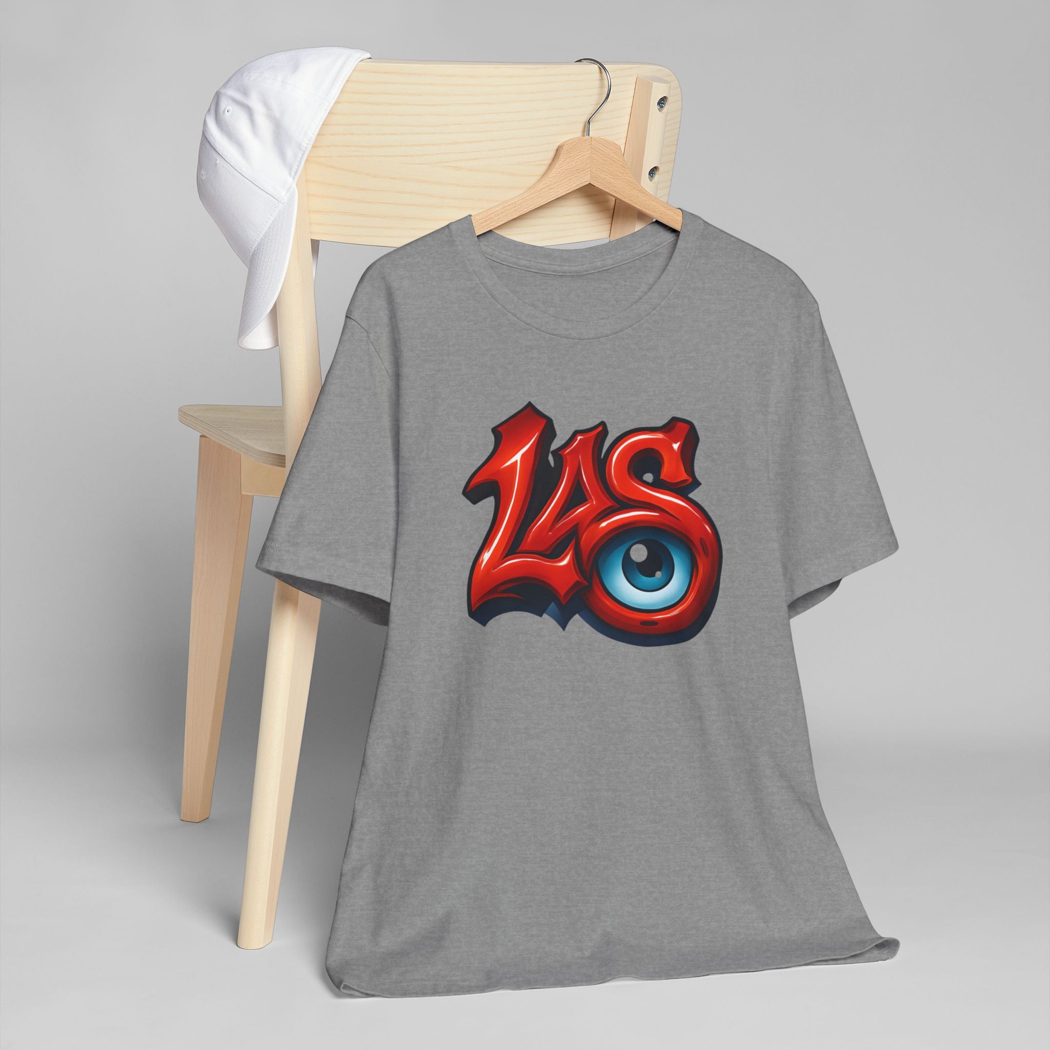 LAS Eyeball Graffiti T-Shirt | Street Art Logo, Red & Blue Graphic, JPE Ellington Edition