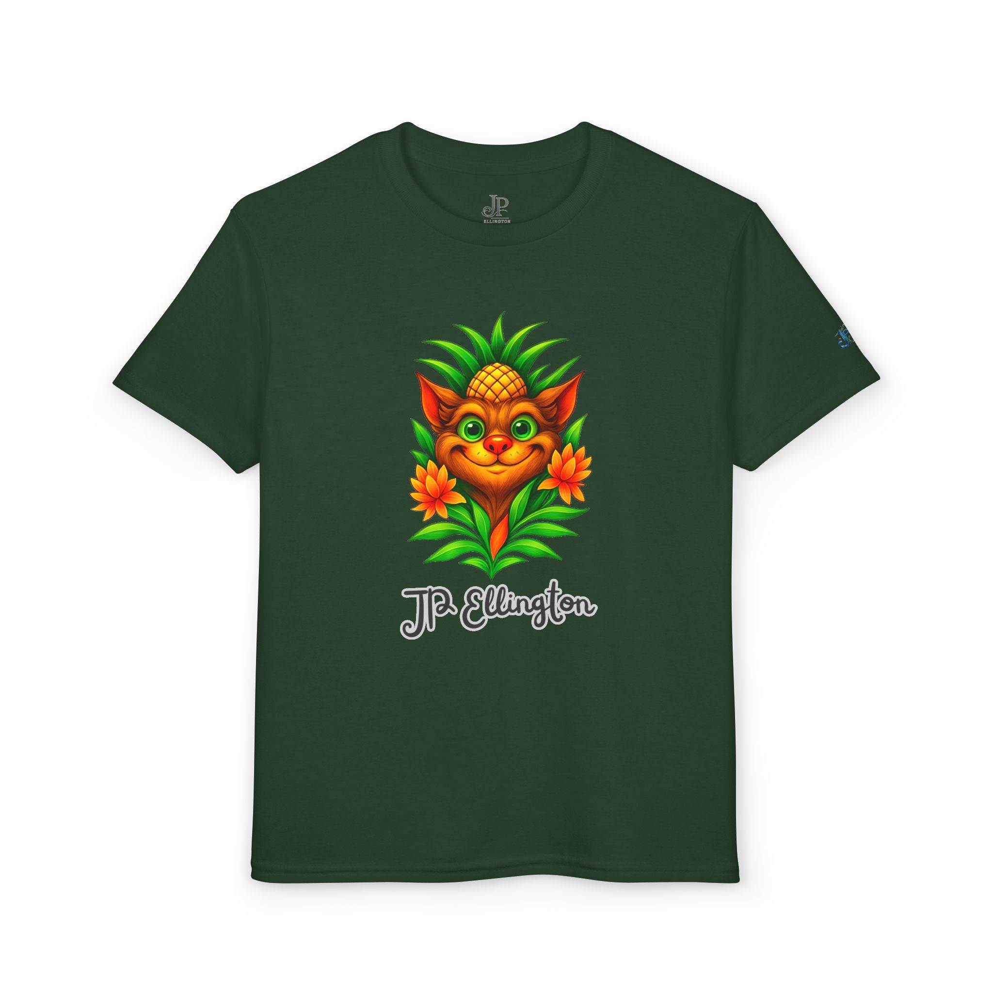 Ananas-Kreatur-Illustration T-Shirt | Buntes tropisches Kinder-T-Shirt, JPE Kids Edition