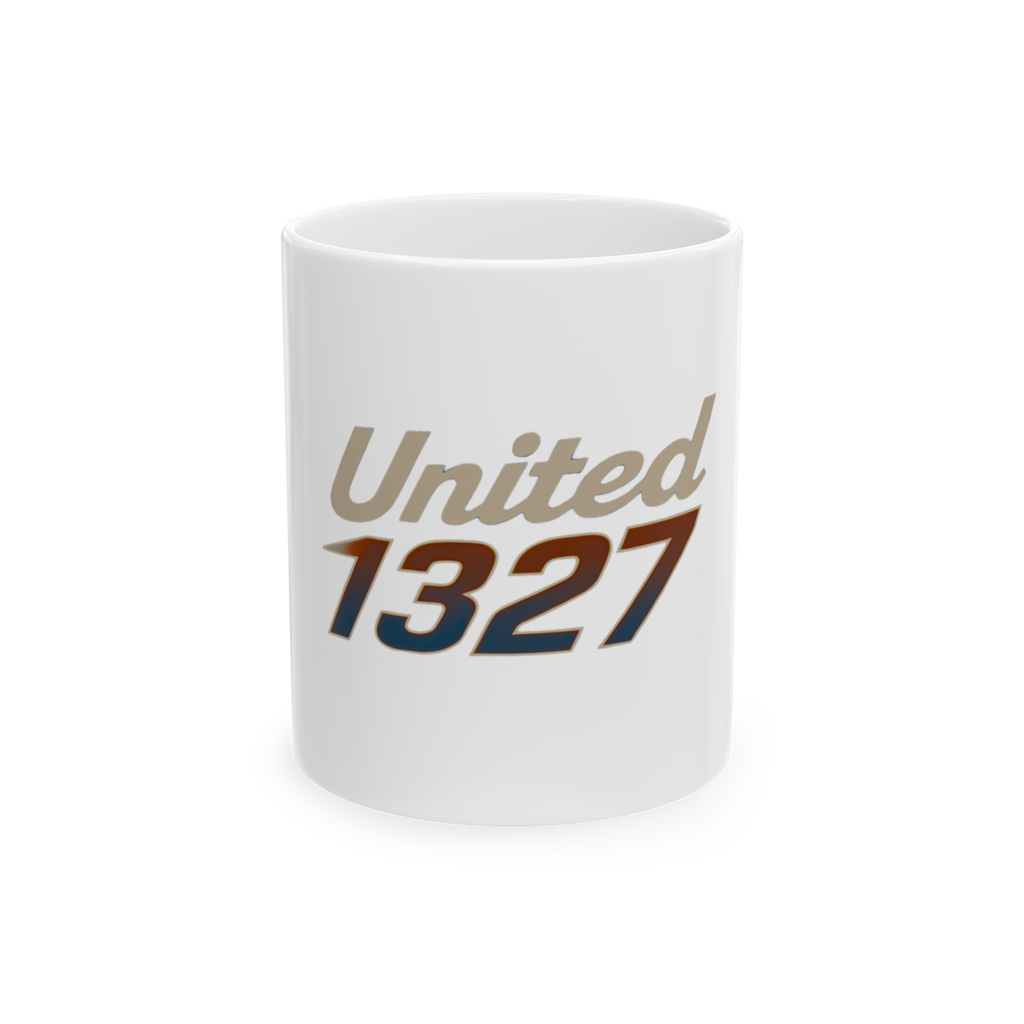 United 1327 Mug | Retro Script Number Graphic | Ceramic Coffee Cup