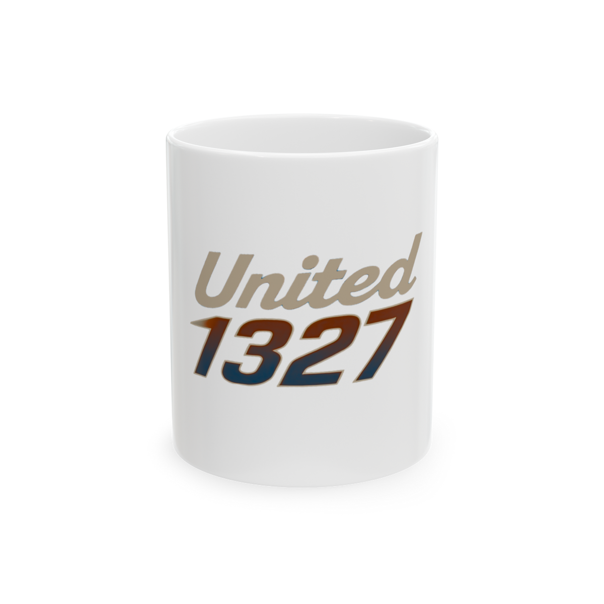 United 1327 Mug | Retro Script Number Graphic | Ceramic Coffee Cup