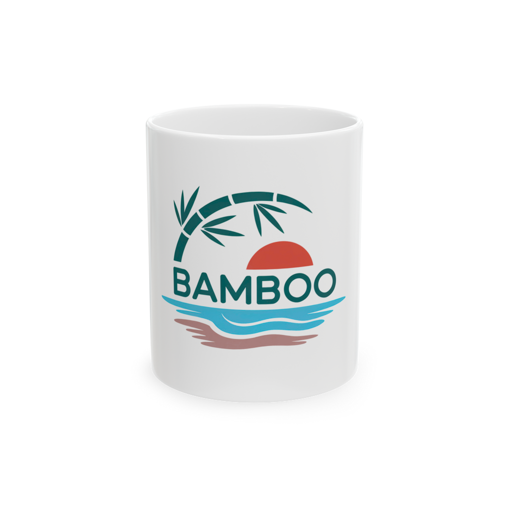 Bamboo Sunset Ceramic Mug — Tropical Bamboo Logo Coffee Cup (11oz & 15oz)