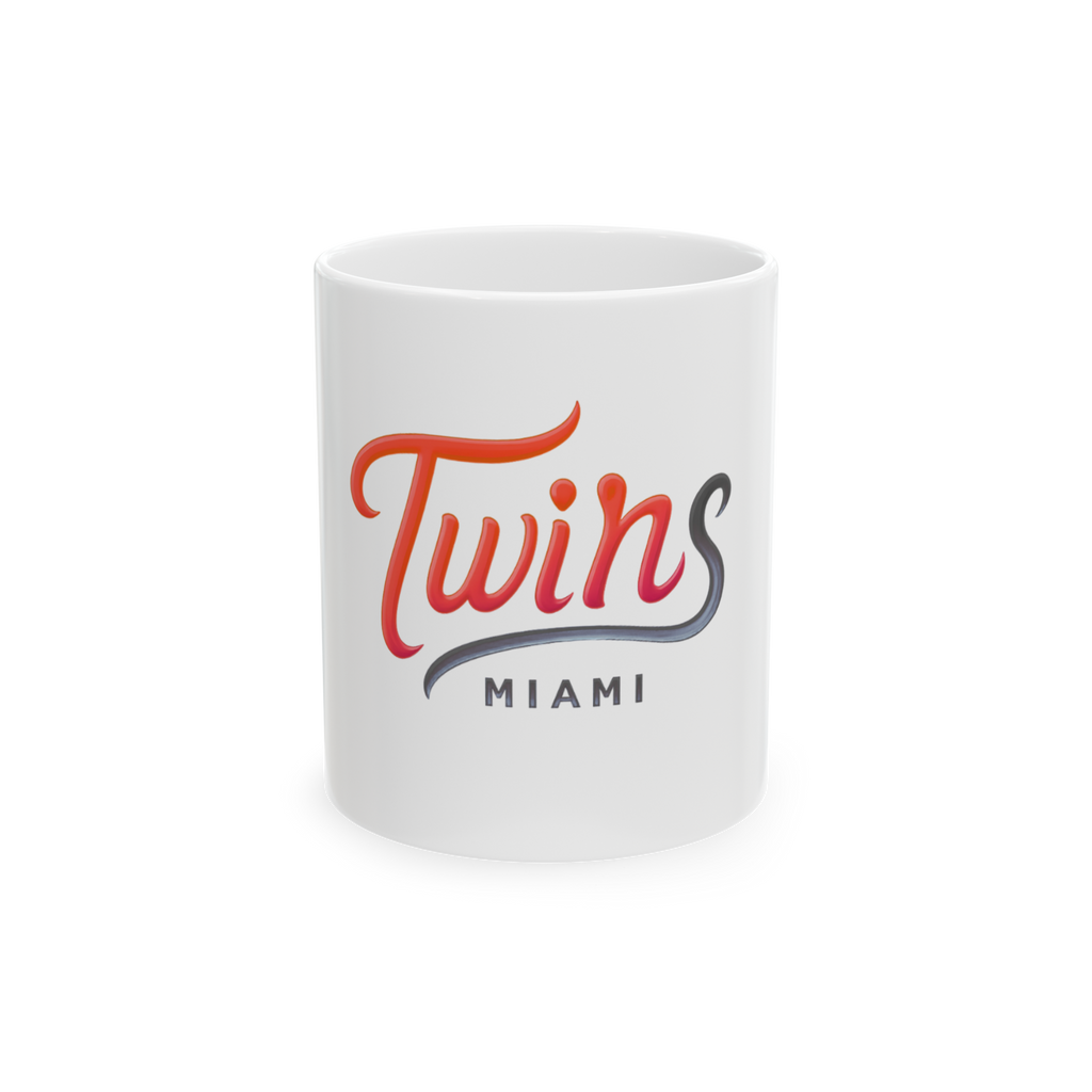 Twins Miami Ceramic Mug 2 – Retro Script Coffee Cup 11oz