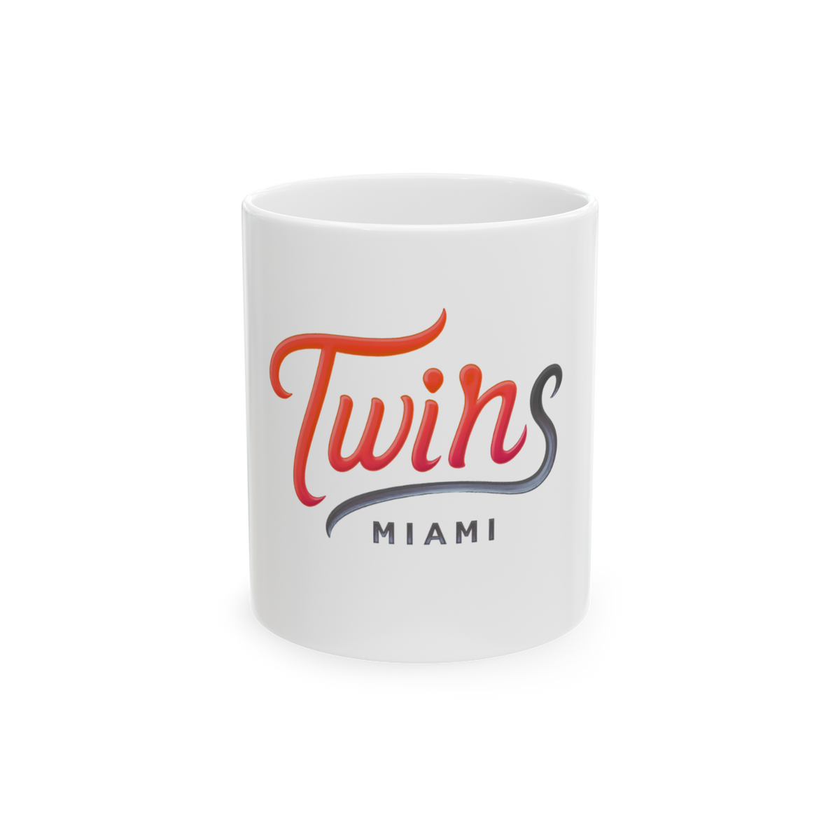 Twins Miami Ceramic Mug 2 – Retro Script Coffee Cup 11oz