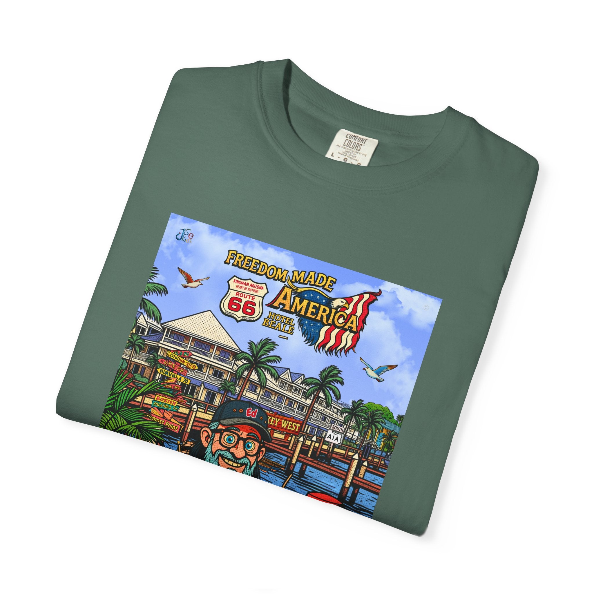 Route 66 Key West T-Shirt | Retro Roadtrip Art, Freedom made America Shirt