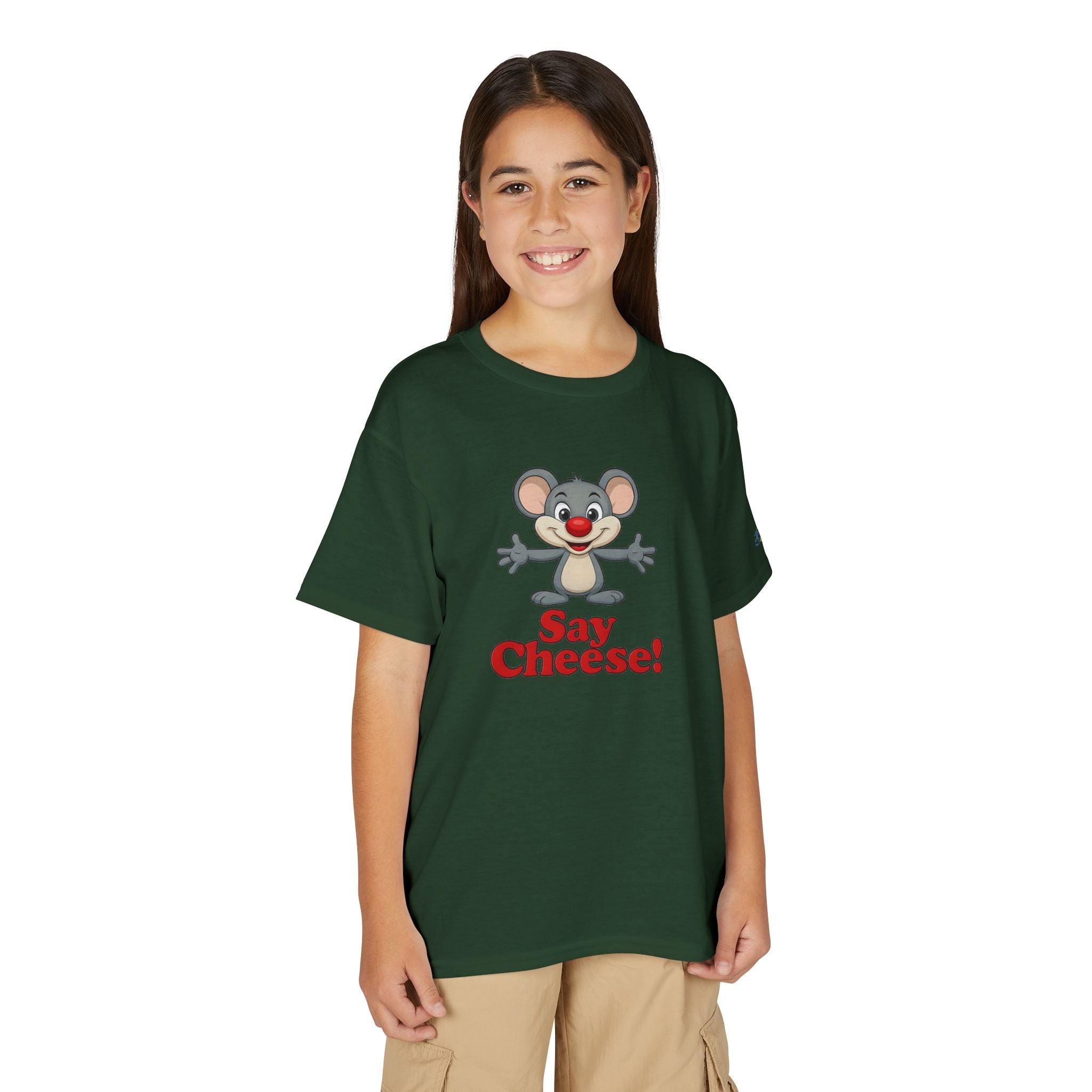 Cute Cartoon Mouse Say Cheese T-Shirt | Kids photo tee JPE Kids Edition